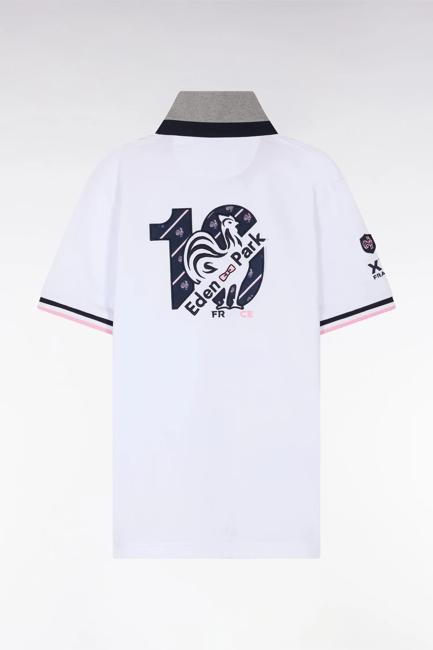 Maillot à manches courtes XV de France en coton blanc broderie dos - Image 2