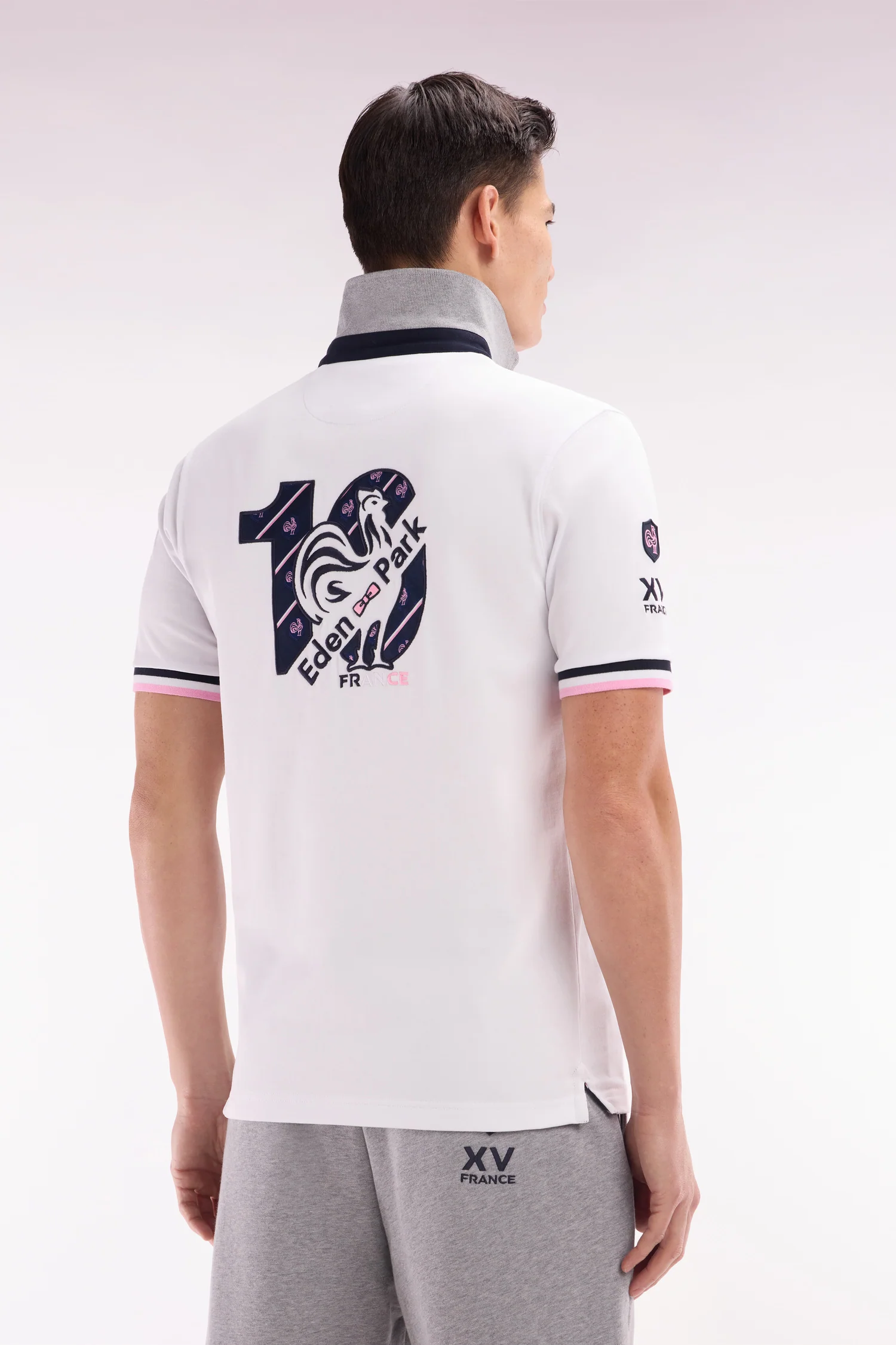 Maillot à manches courtes XV de France en coton blanc broderie dos - Image 4