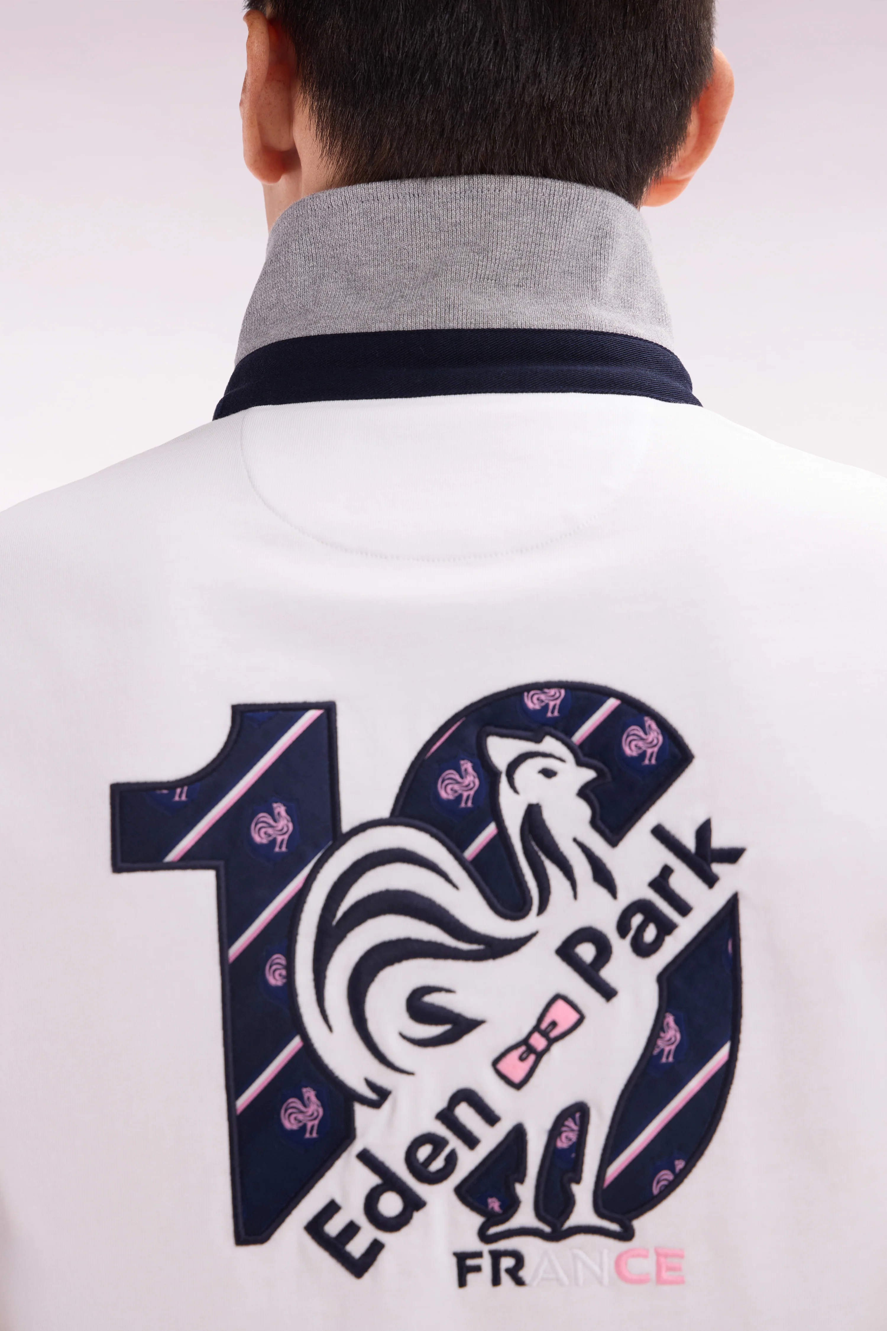 Maillot à manches courtes XV de France en coton blanc broderie dos - Image 5