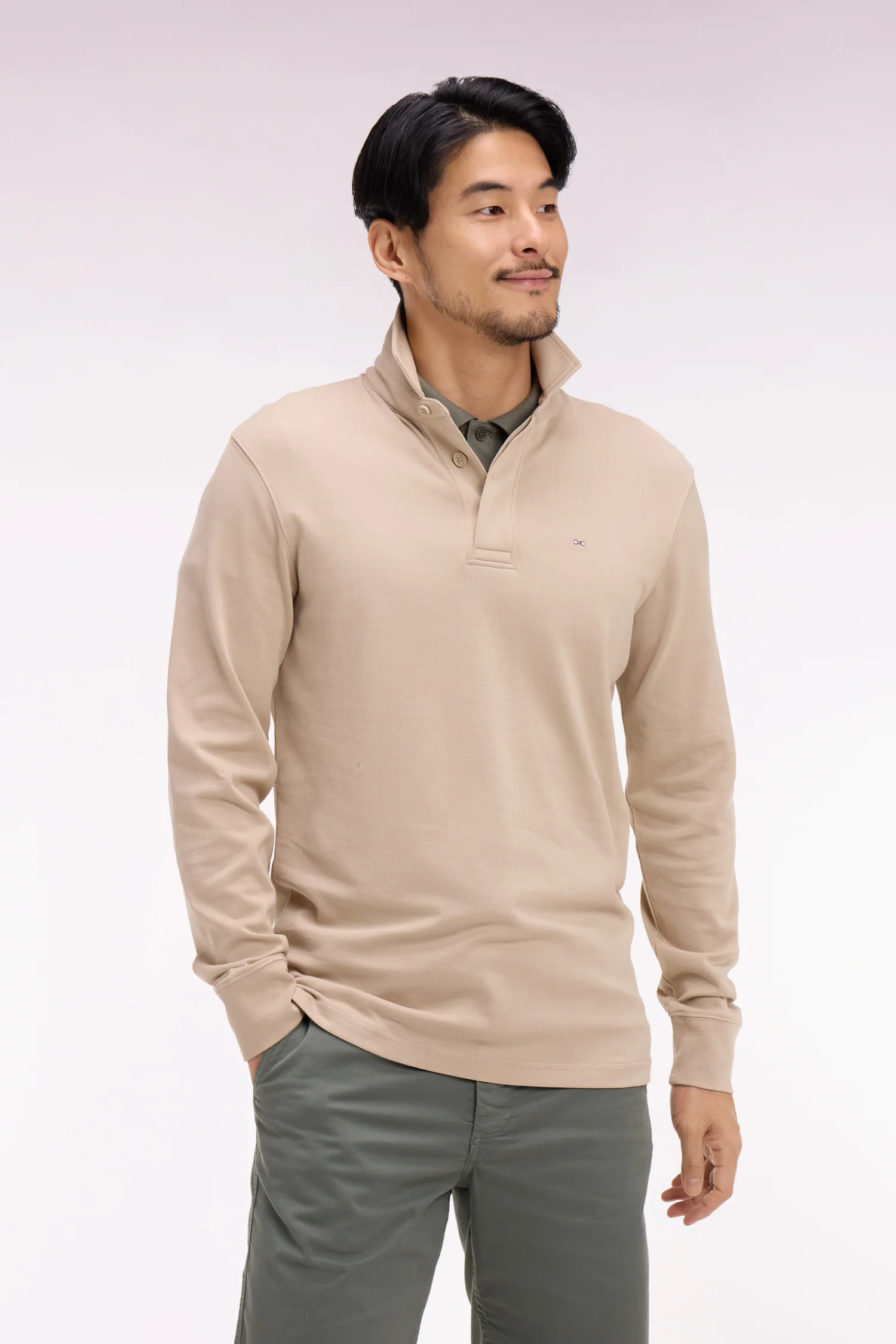 Maillot Ă manches longues en coton Pima beige - Image 3