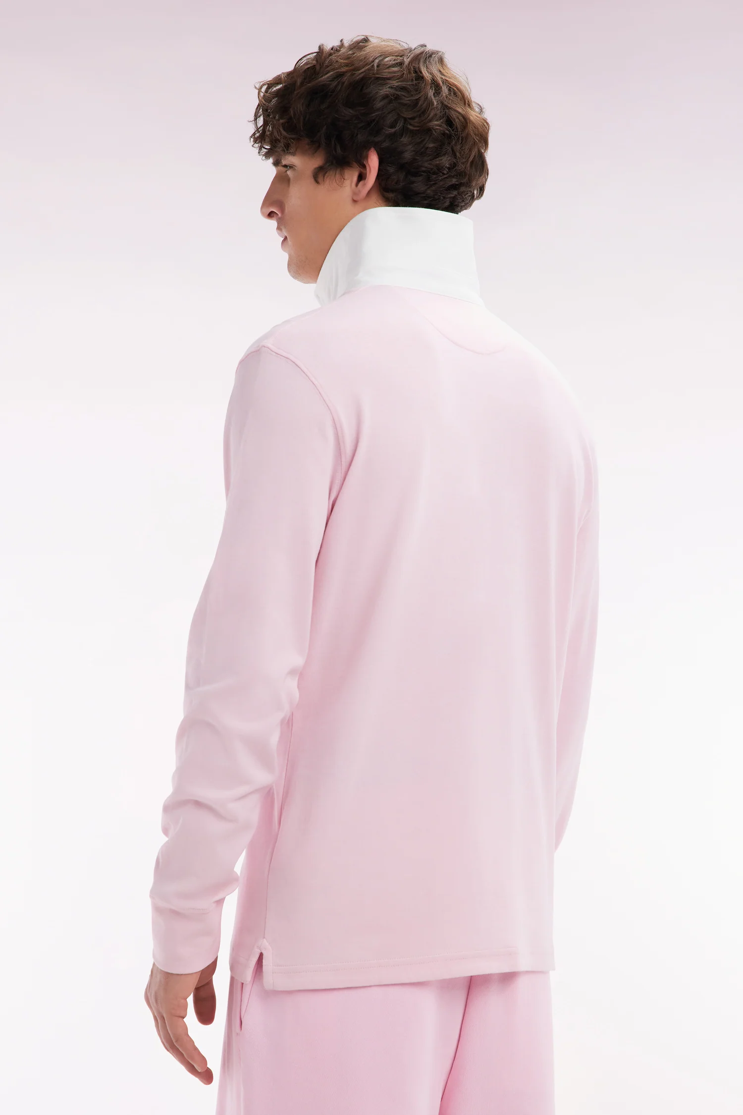 Maillot à manches longues en coton Pima rose coupe droite - Image 4