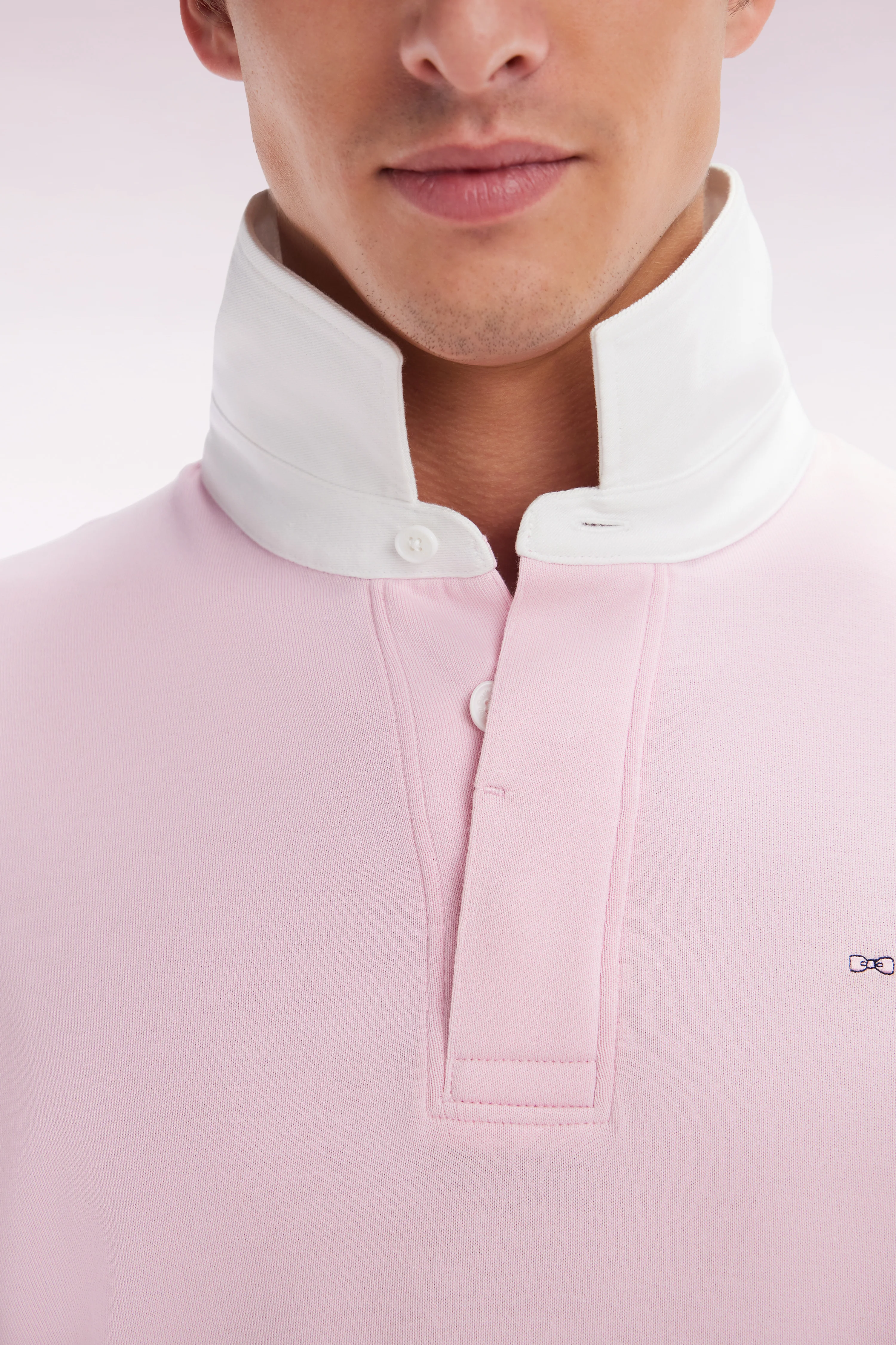 Maillot à manches longues en coton Pima rose coupe droite - Image 5
