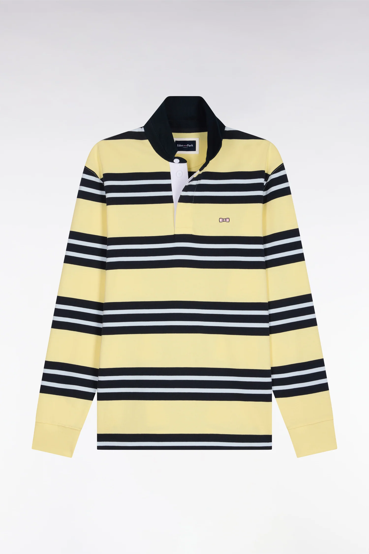 Maillot à manches longues en coton rayé jaune clair - Image 2