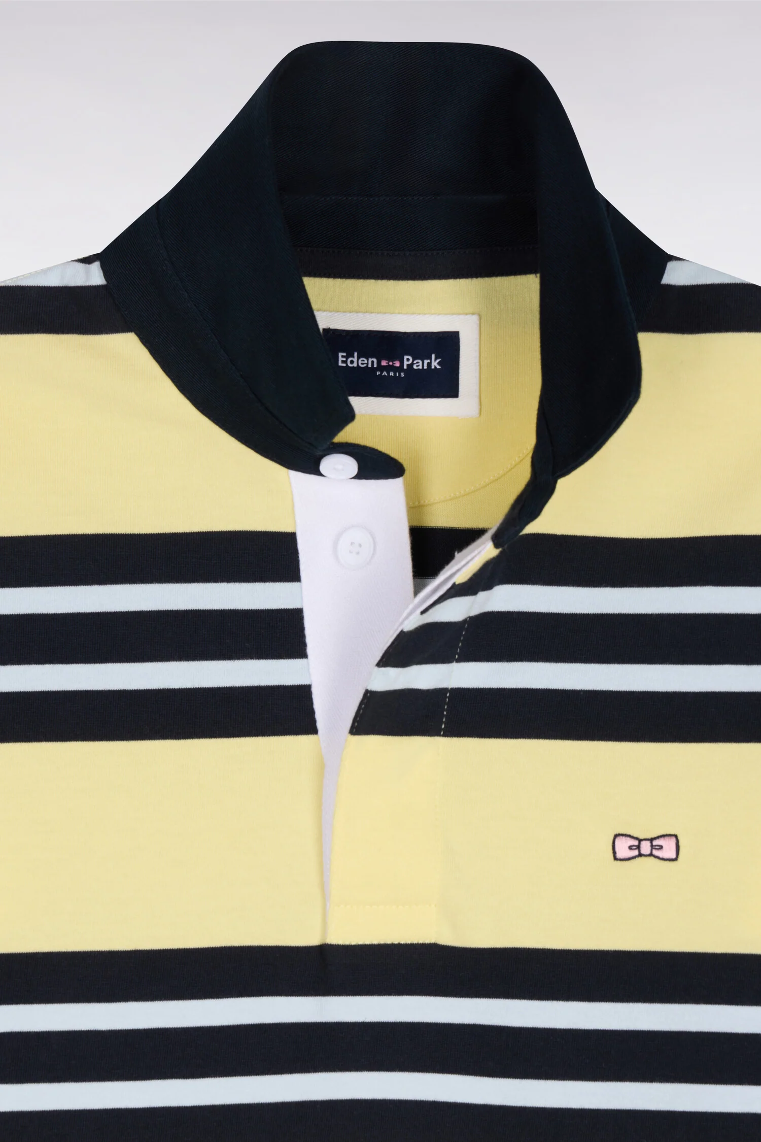 Maillot à manches longues en coton rayé jaune clair - Image 6