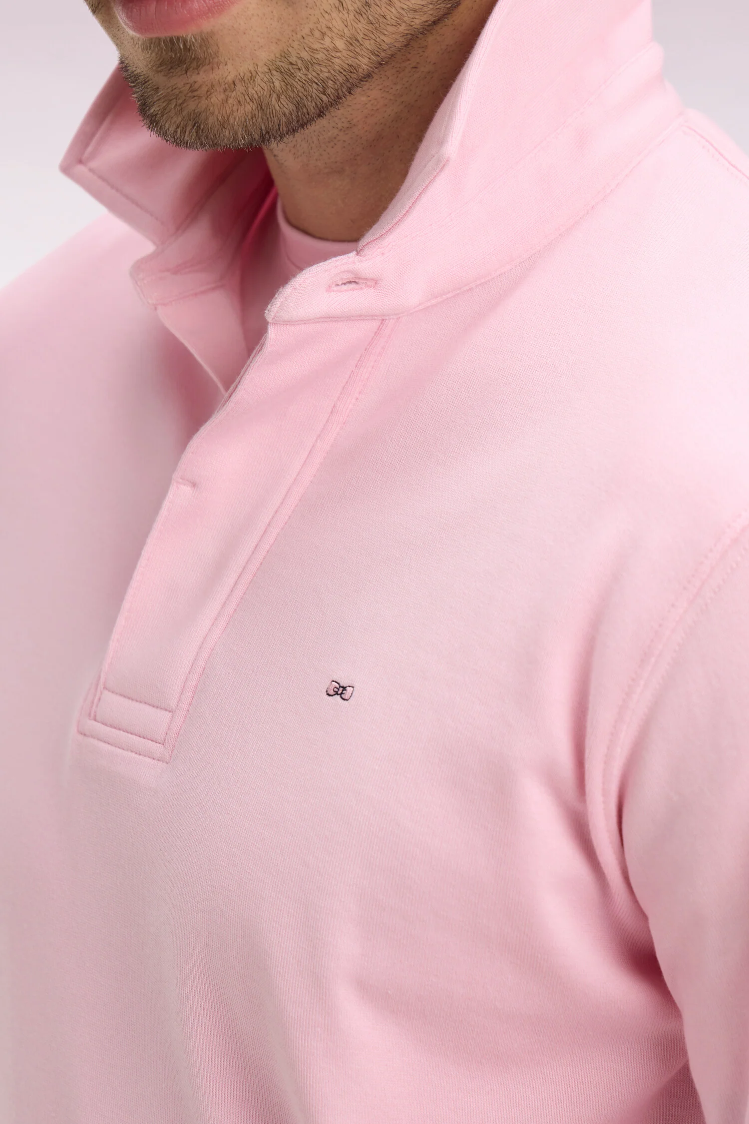 Maillot à manches longues en coton Pima rose - Image 4