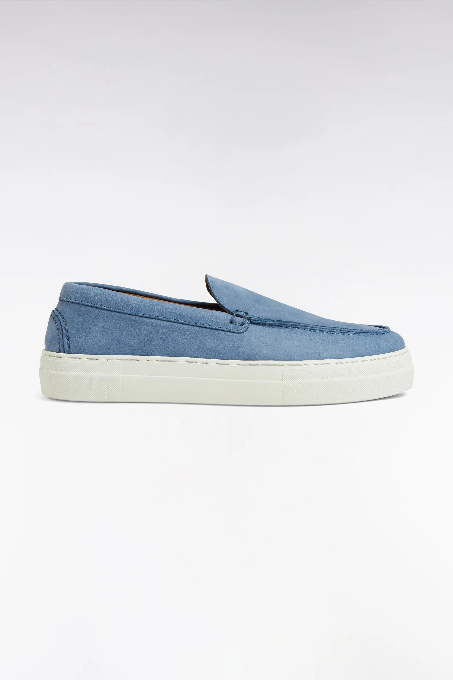 Mocassins à semelles sneakers en cuir suédé bleu gris