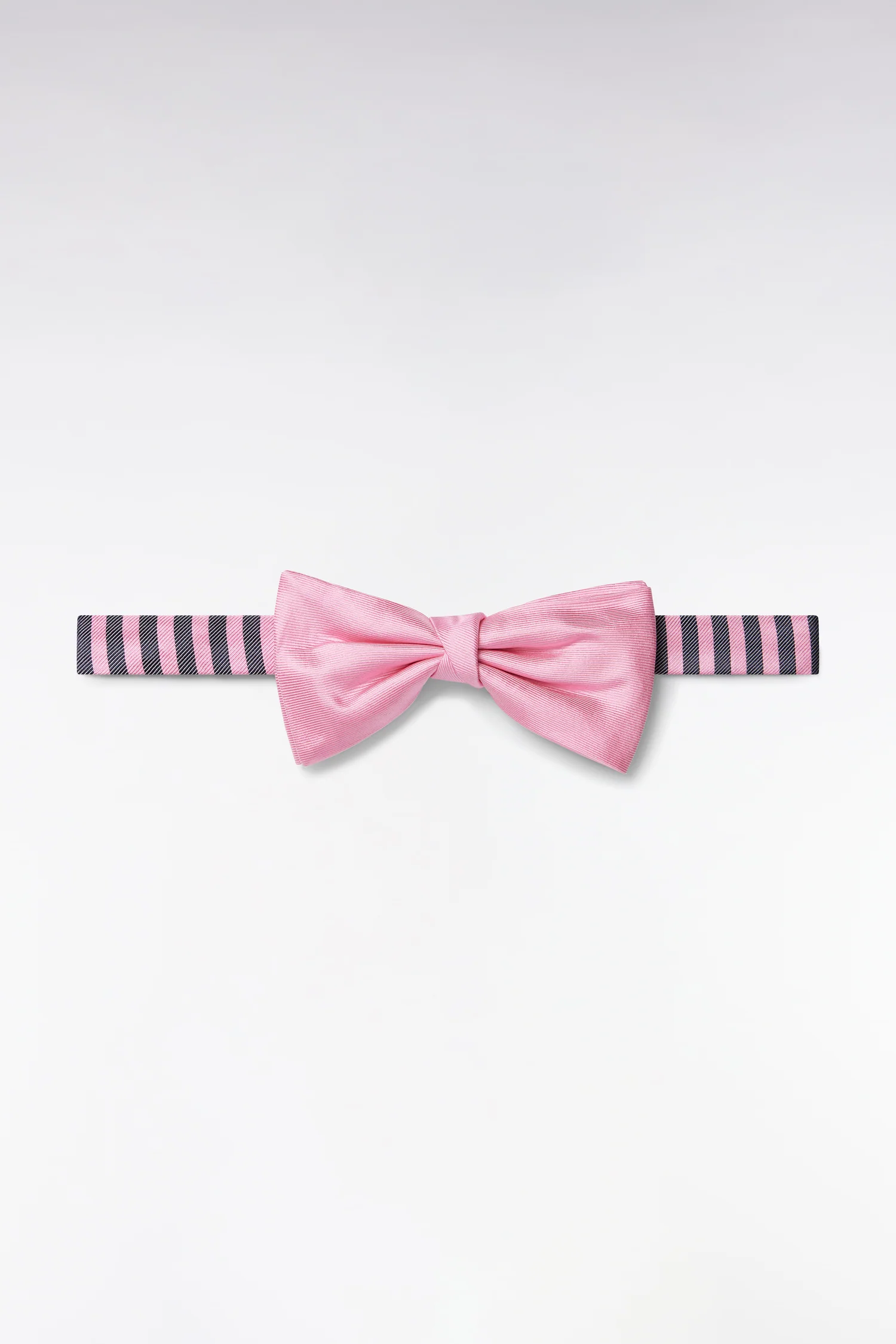 Nœud papillon en soie rose tour de cou cerclé