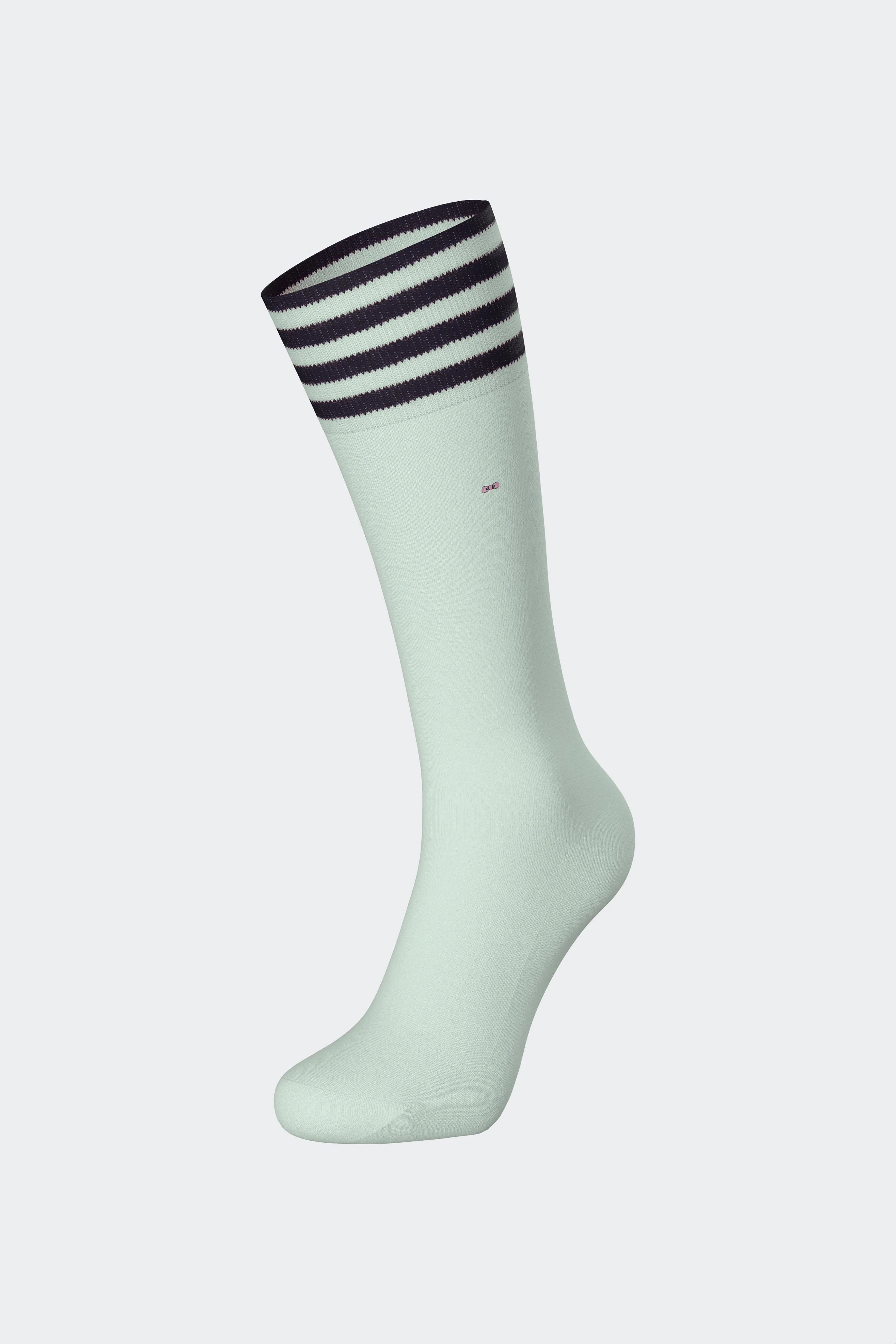 Paire de chaussettes en coton mélangé vert d'eau à bordure rayée