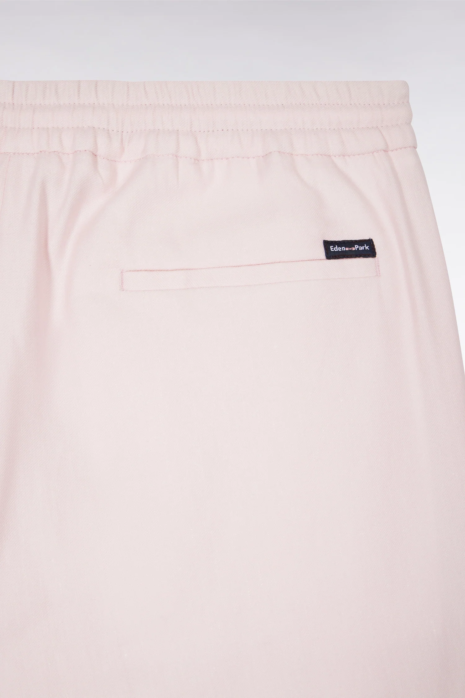Pantalon à taille élastique en lin et coton stretch rose - Image 6