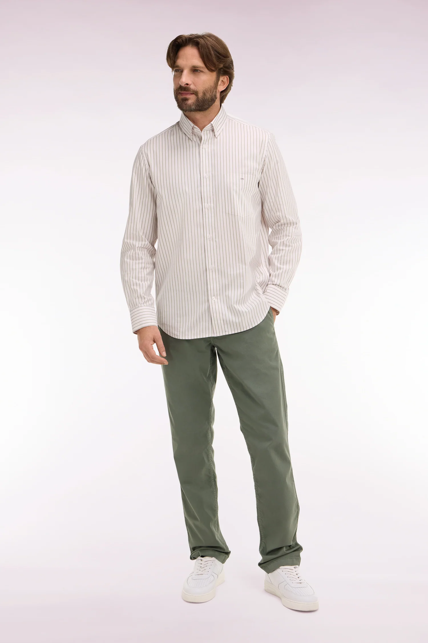 Pantalon chino regular en coton stretch kaki - Image 3