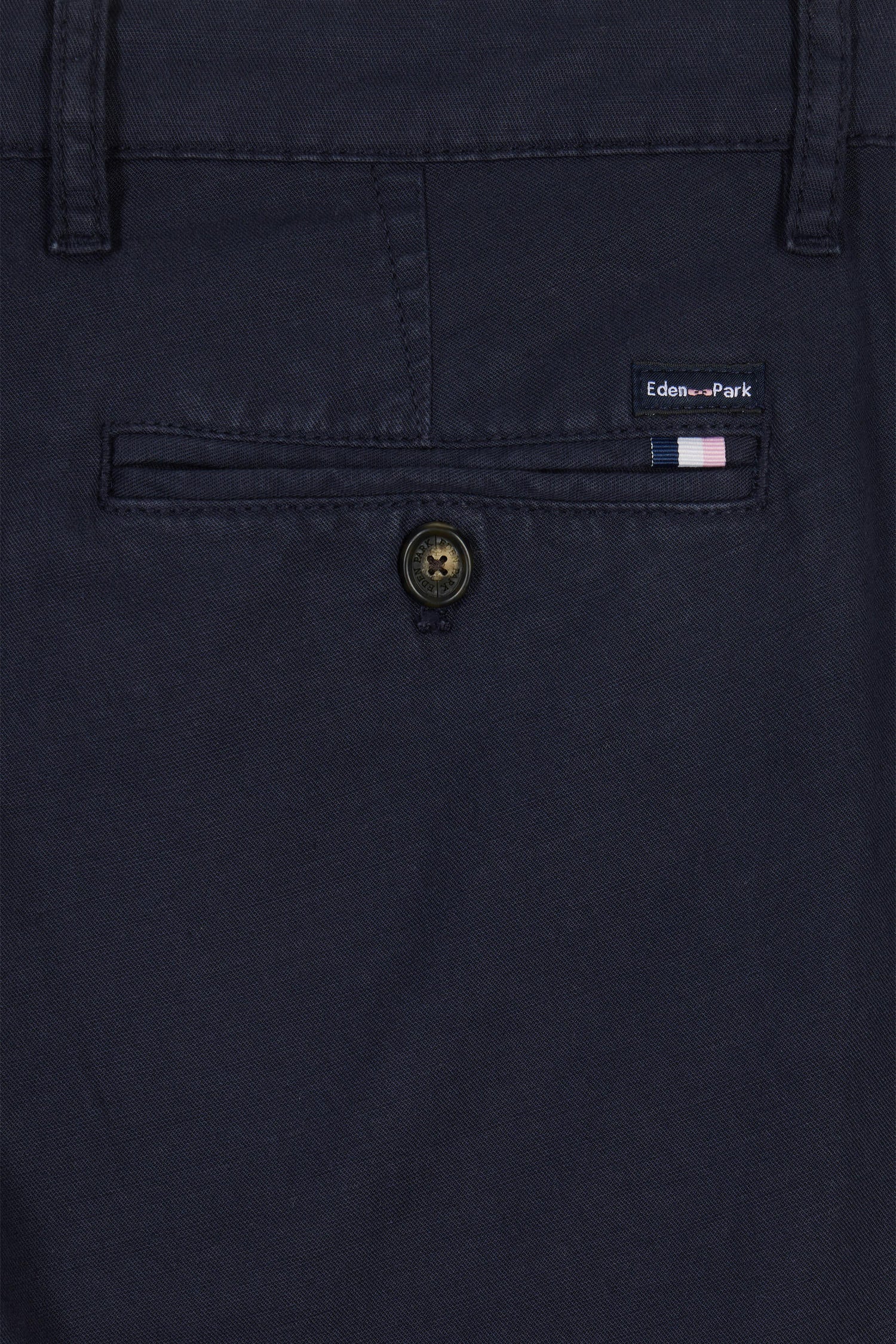 Pantalon chino sans pli en coton et lin stretch marine coupe droite - Image 5