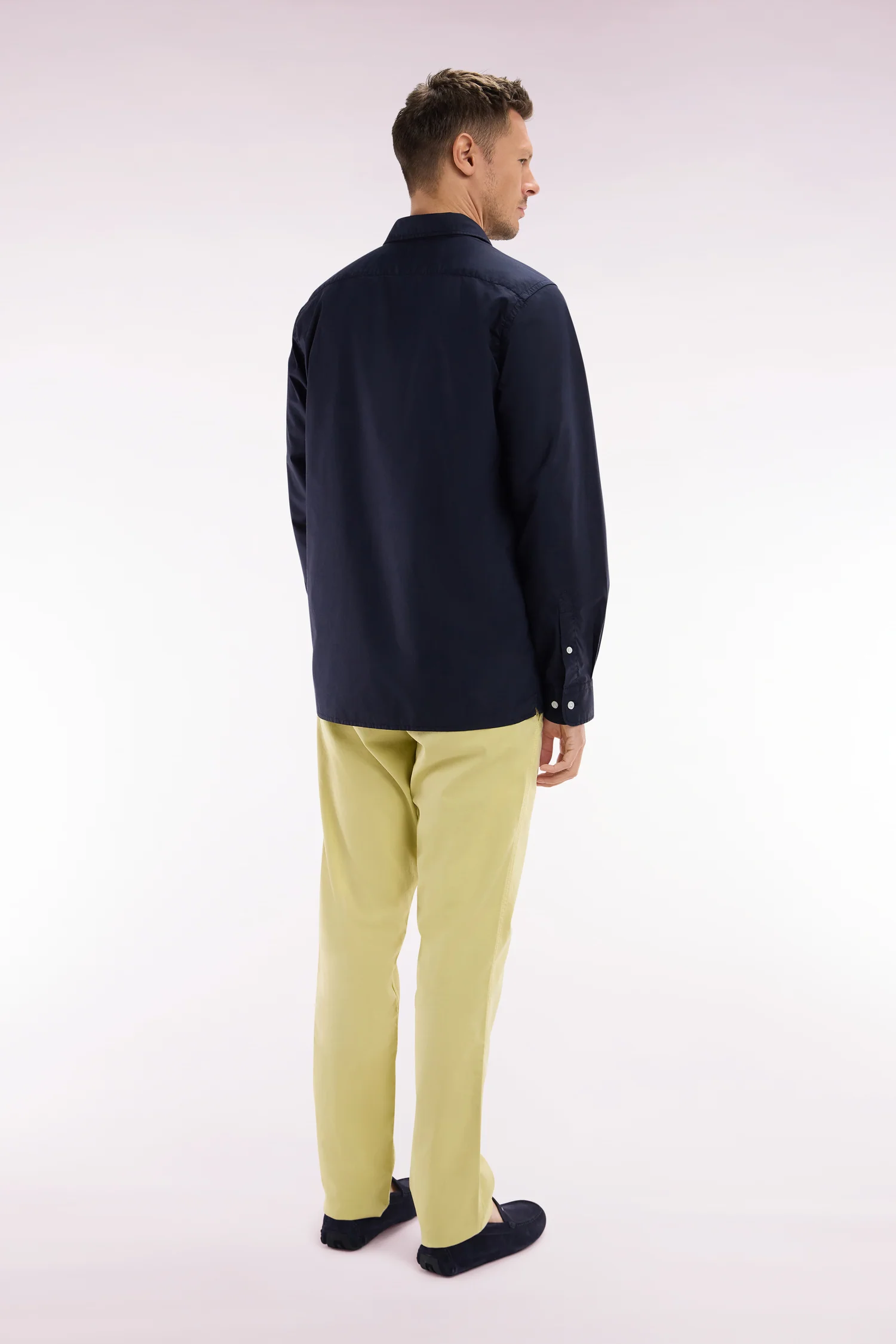 Pantalon chino sans plis en coton stretch ivoire coupe droite - Image 4