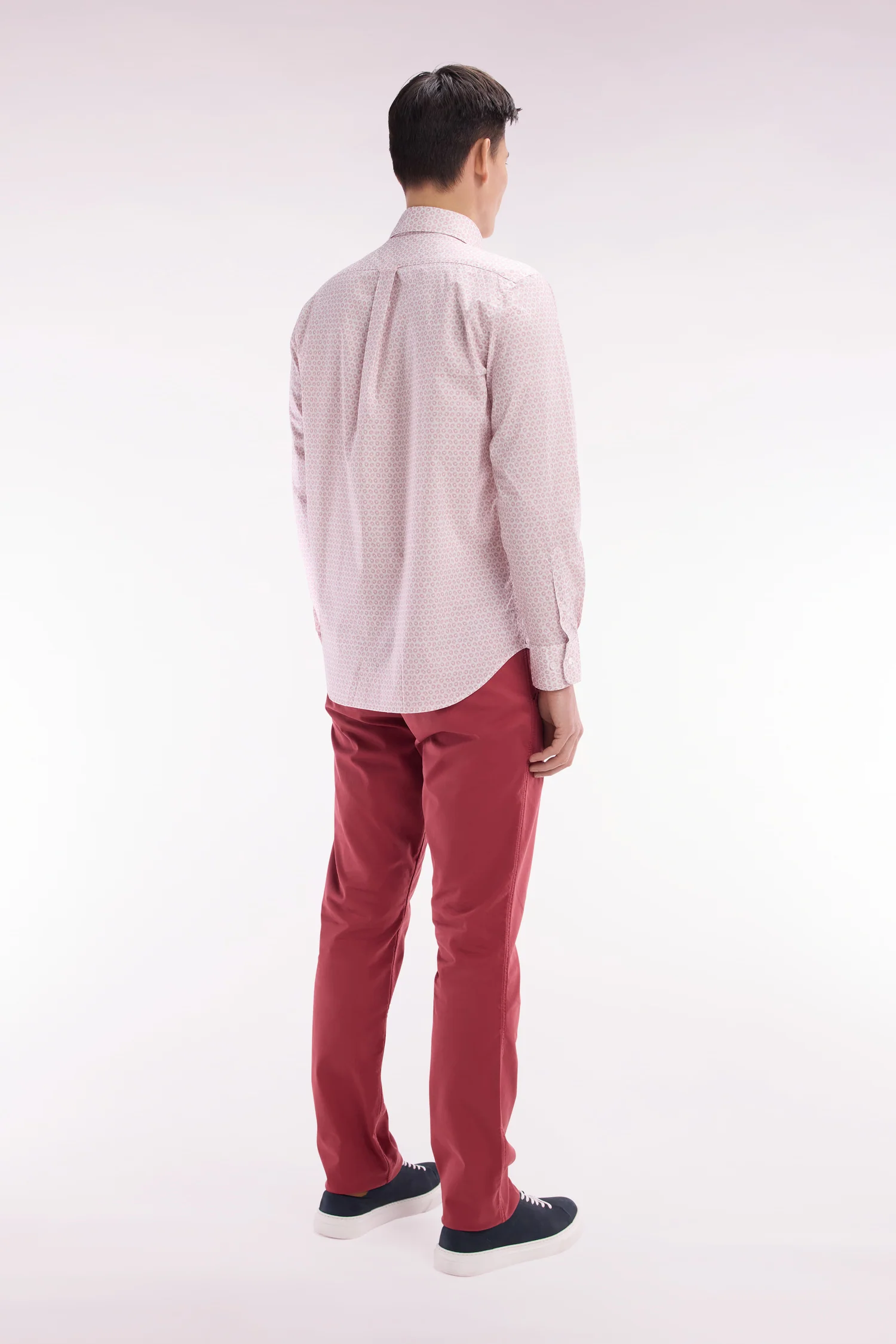 Pantalon chino sans plis en coton stretch rouge coupe droite - Image 4