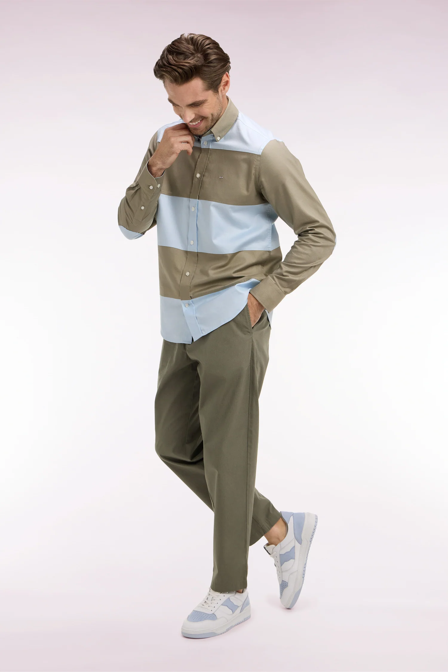 Pantalon en toile de coton kaki
