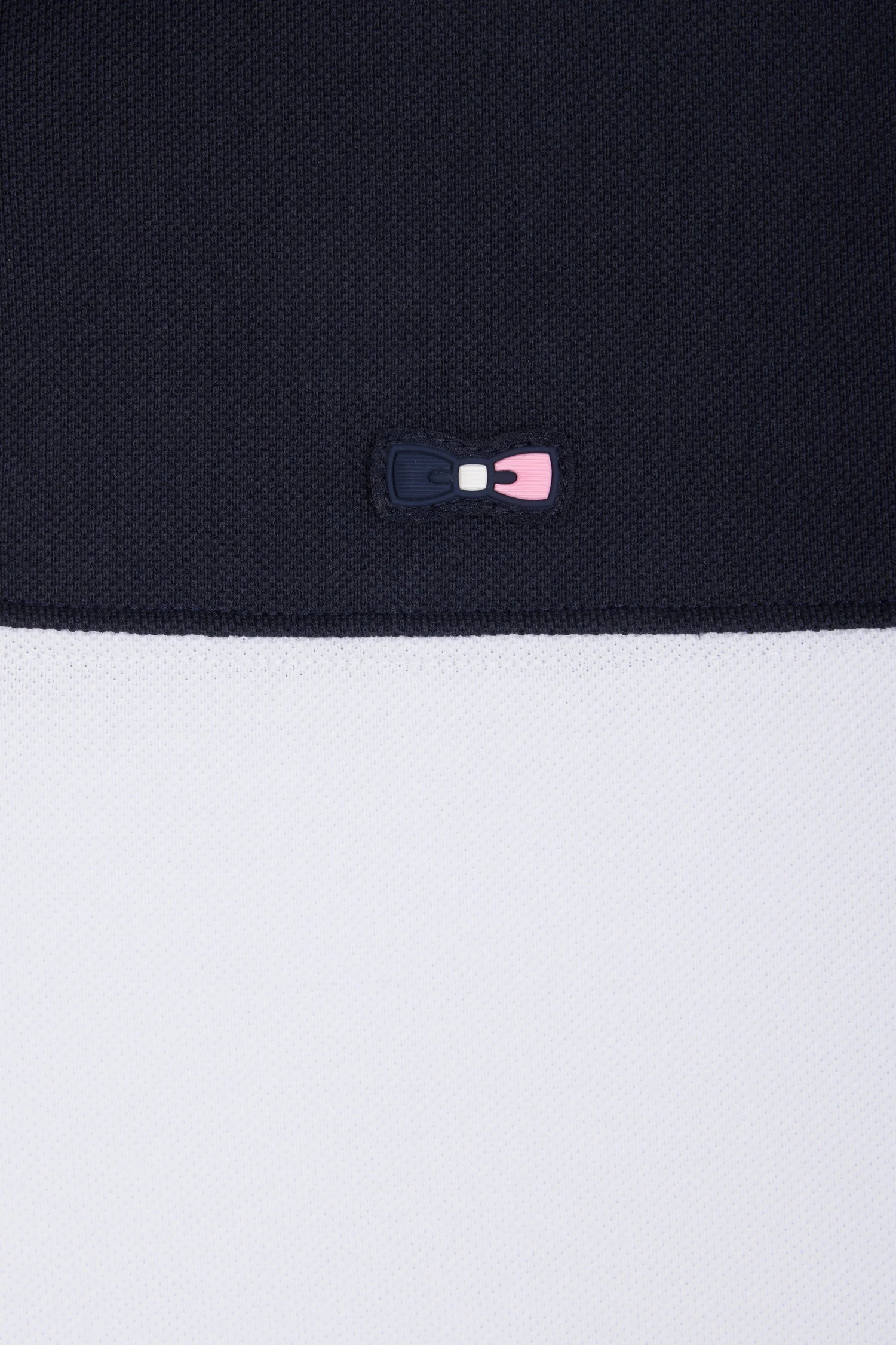 Polo à manches courtes colorblock en coton marine détails roses et blancs coupe droite - Image 5