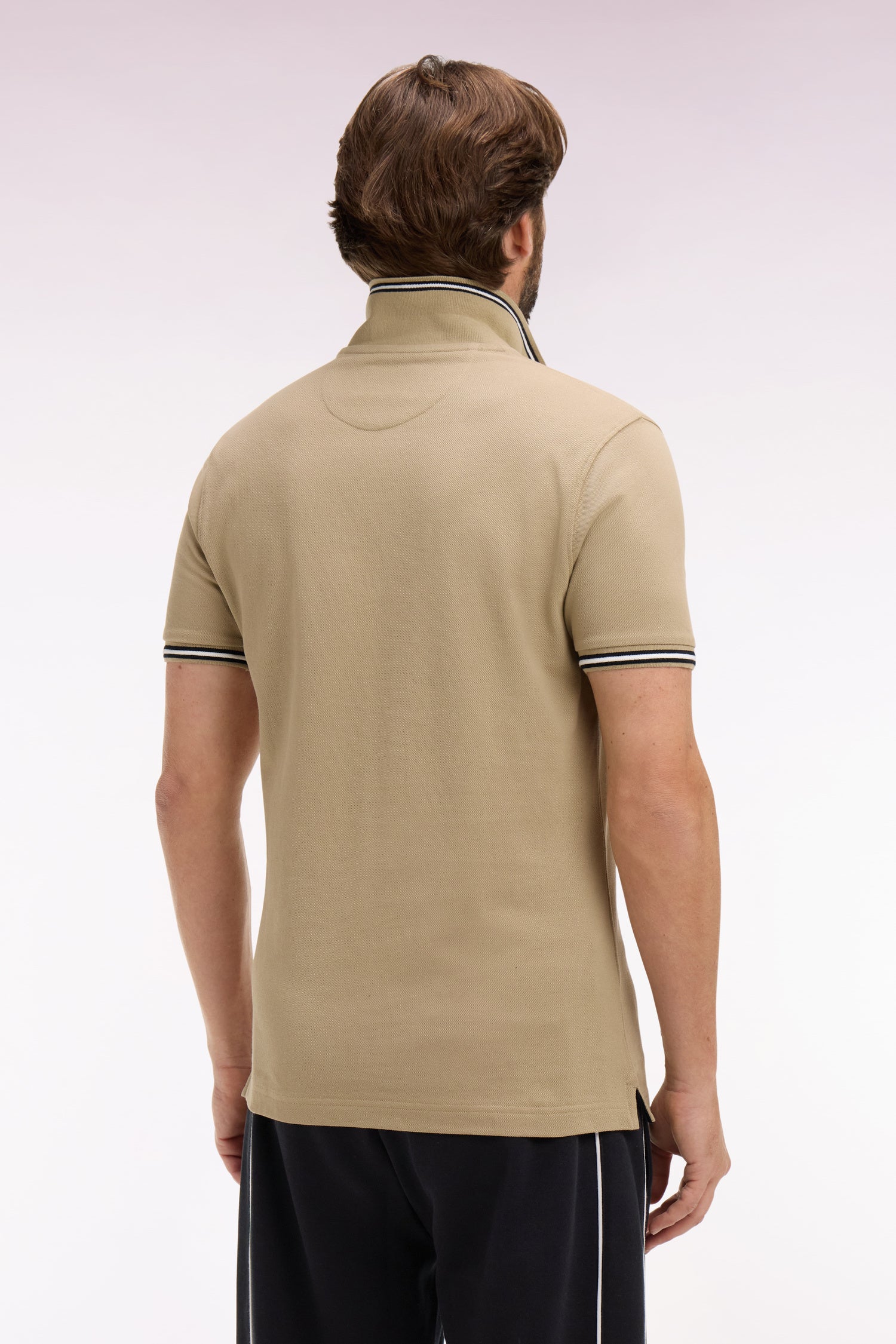 Polo à manches courtes en coton beige - Image 5