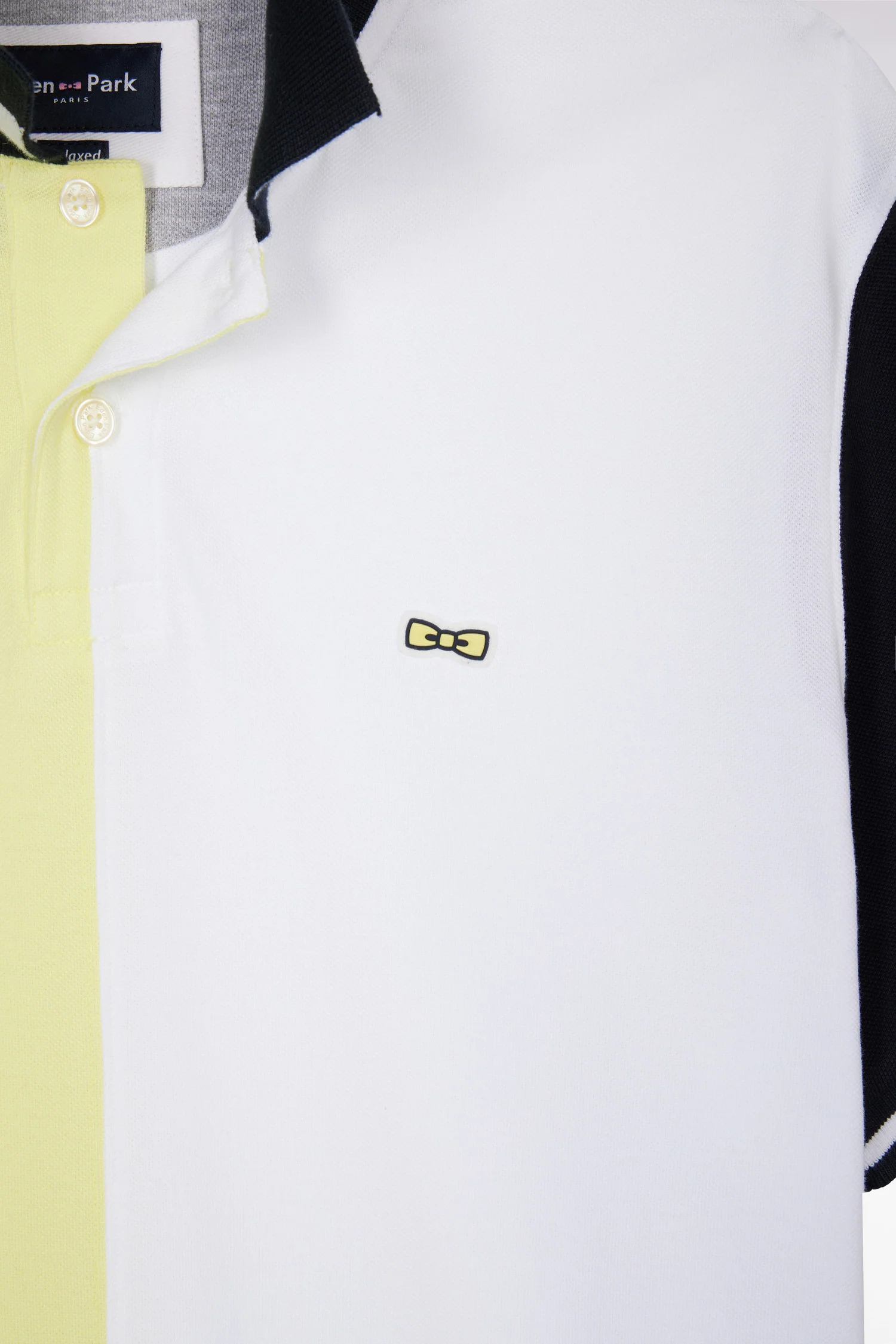 Polo à manches courtes en coton bicolore jaune et blanc coupe décontractée - Image 6