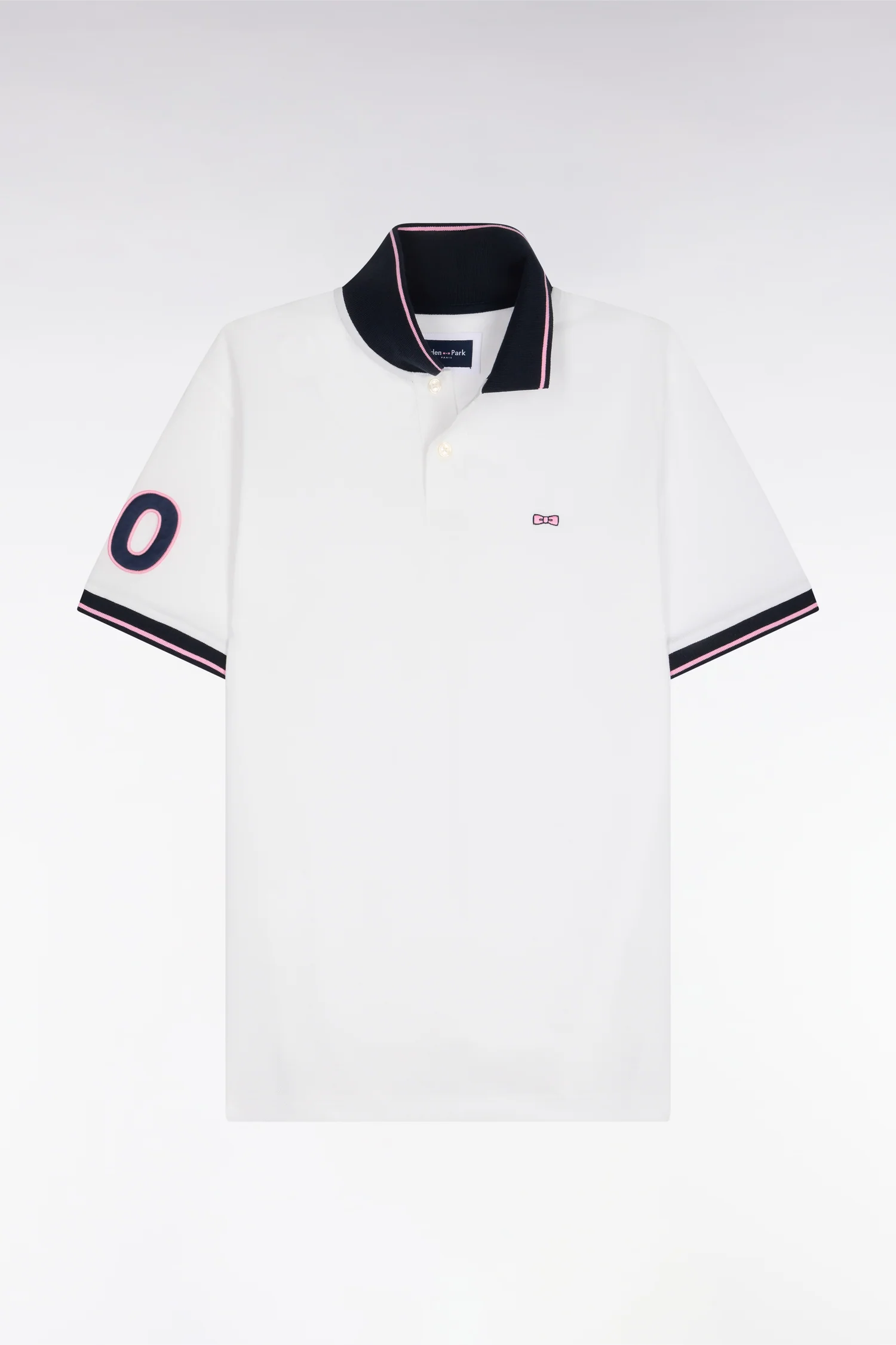 Polo à manches courtes en coton blanc brodé coupe regular - Image 2