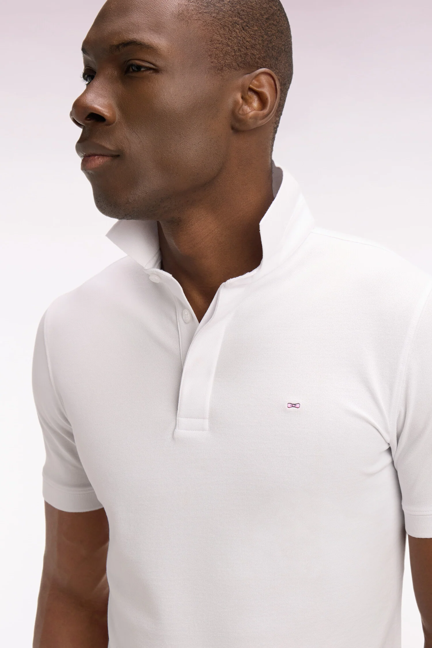 Polo à manches courtes en coton blanc coupe slim - Image 4