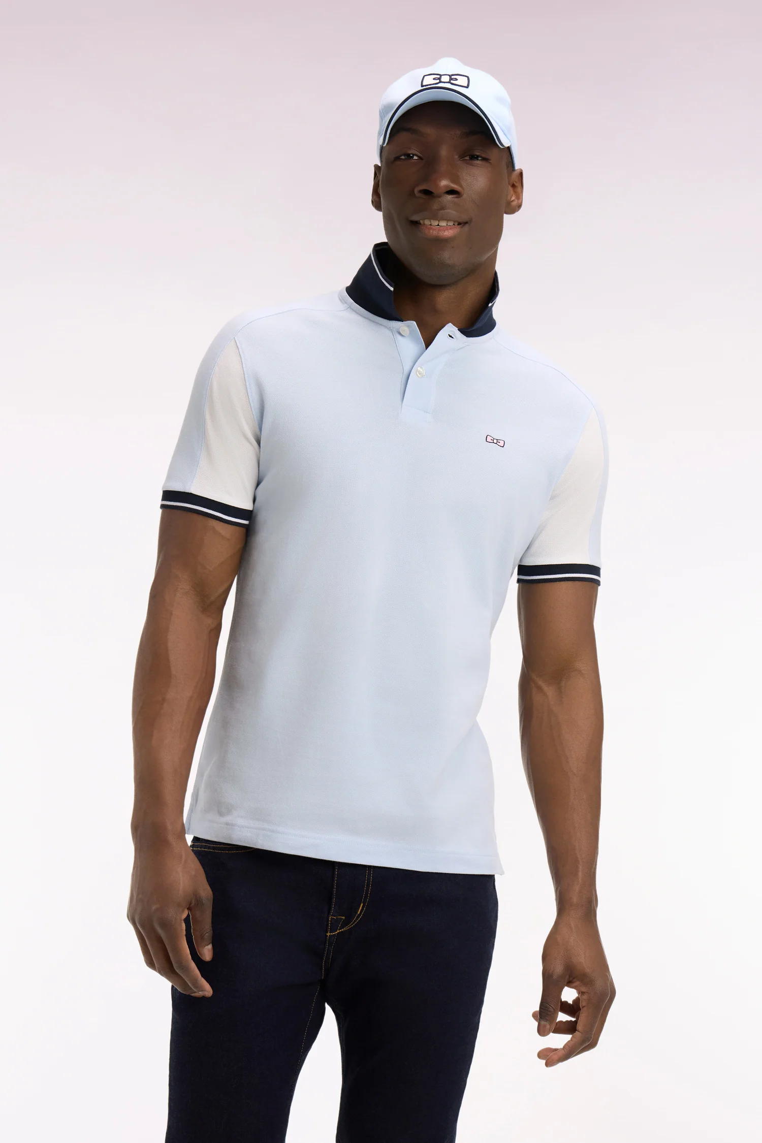 Polo à manches courtes en coton ciel brodé coupe regular - Image 3
