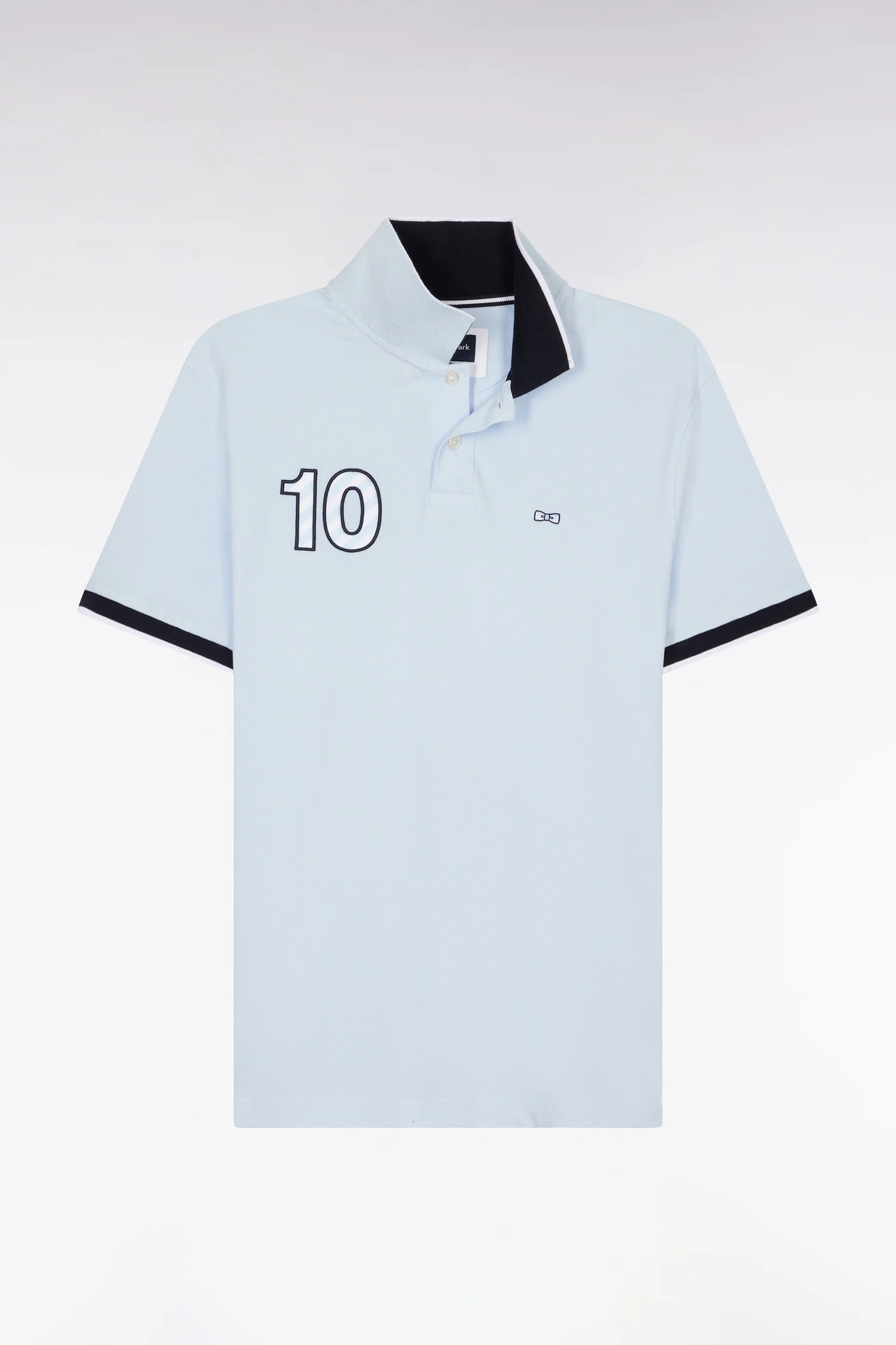 Polo à manches courtes en coton ciel broderie 10 coupe décontractée - Image 2