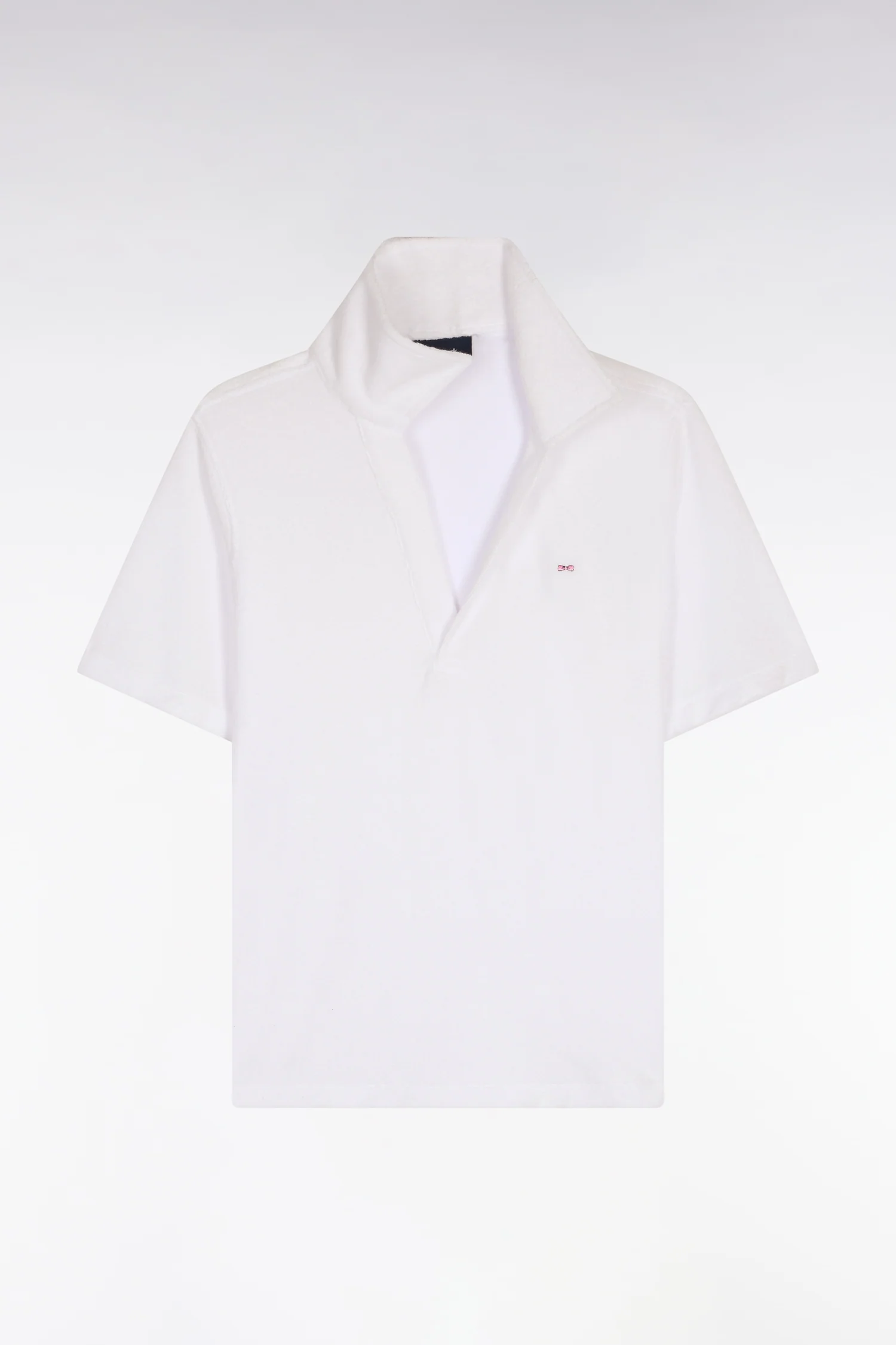 Polo à manches courtes en coton éponge blanc coupe regular - Image 2