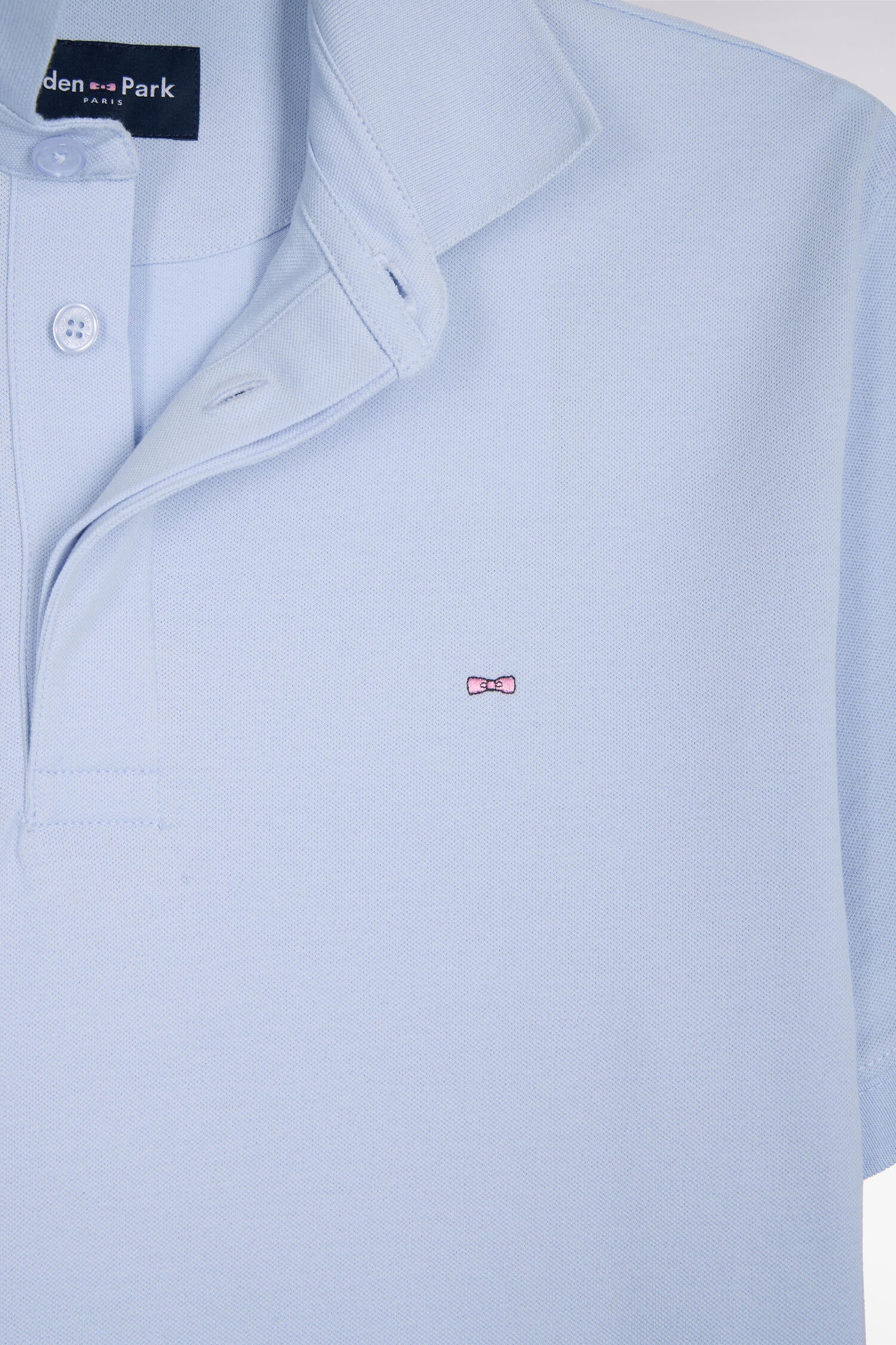 Polo à manches courtes en coton bleu clair coupe slim - Image 6