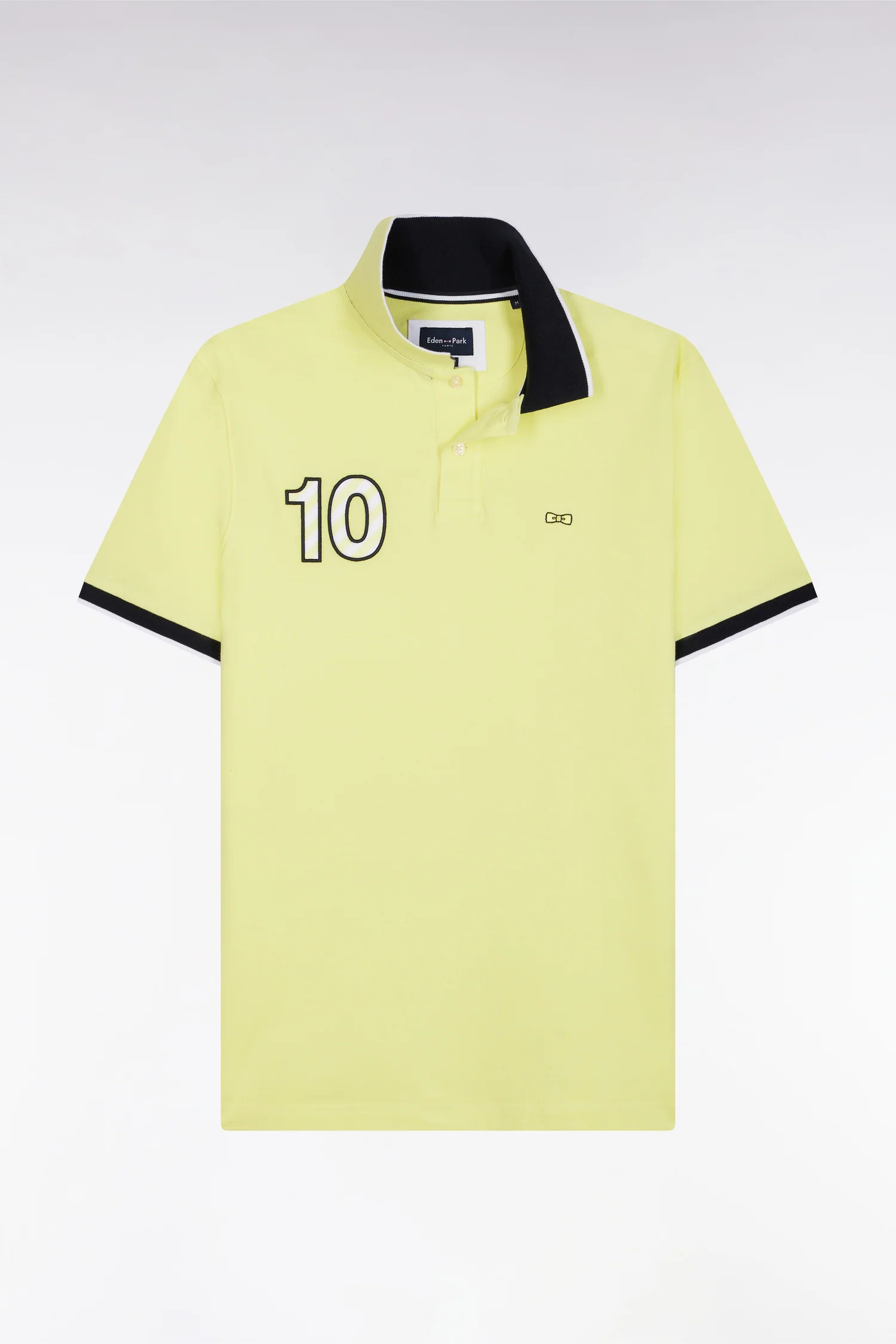 Polo à manches courtes en coton jaune broderie 10 coupe décontractée - Image 2