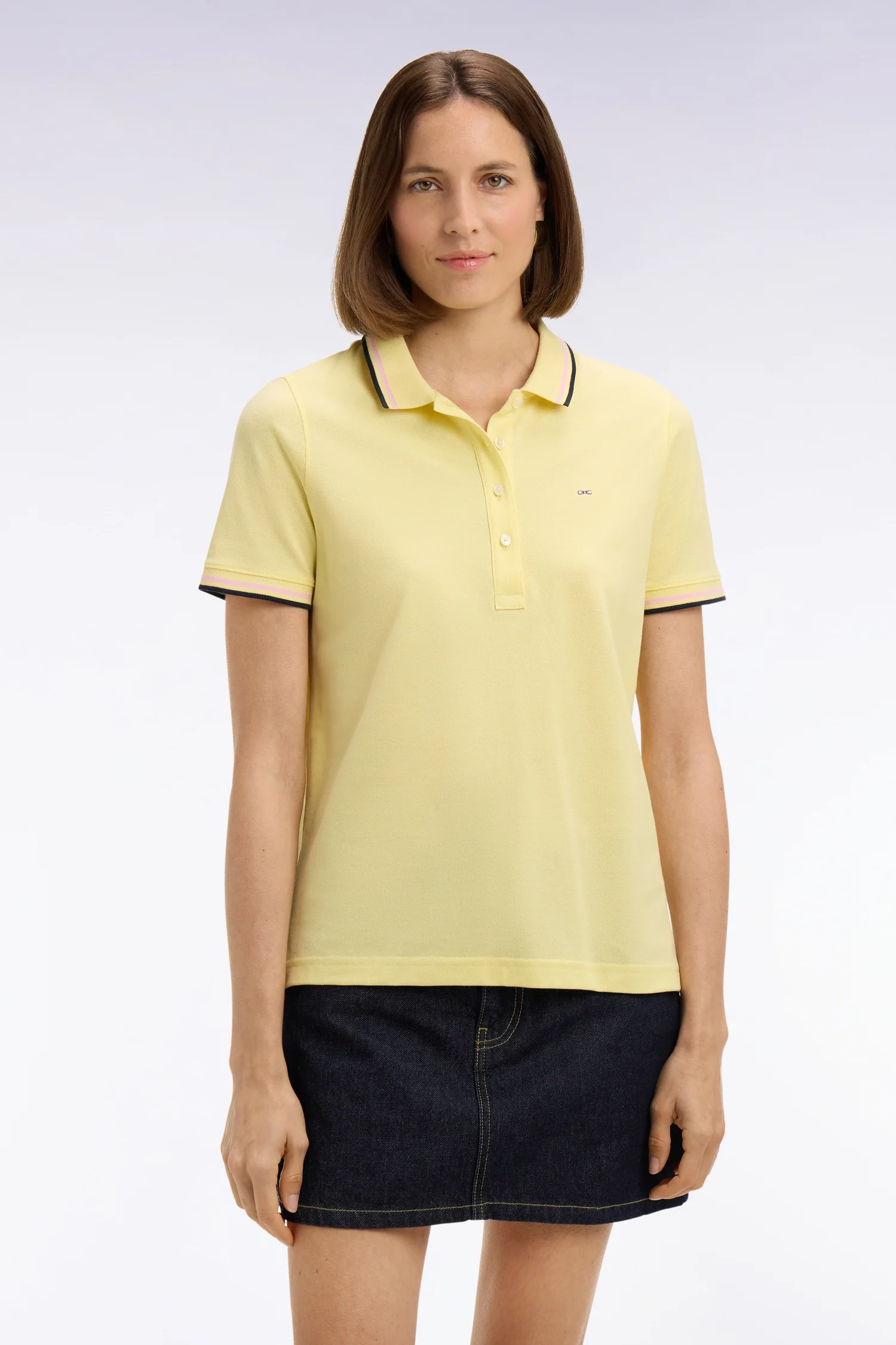 Polo à manches courtes en coton jaune clair coupe regular - Image 3