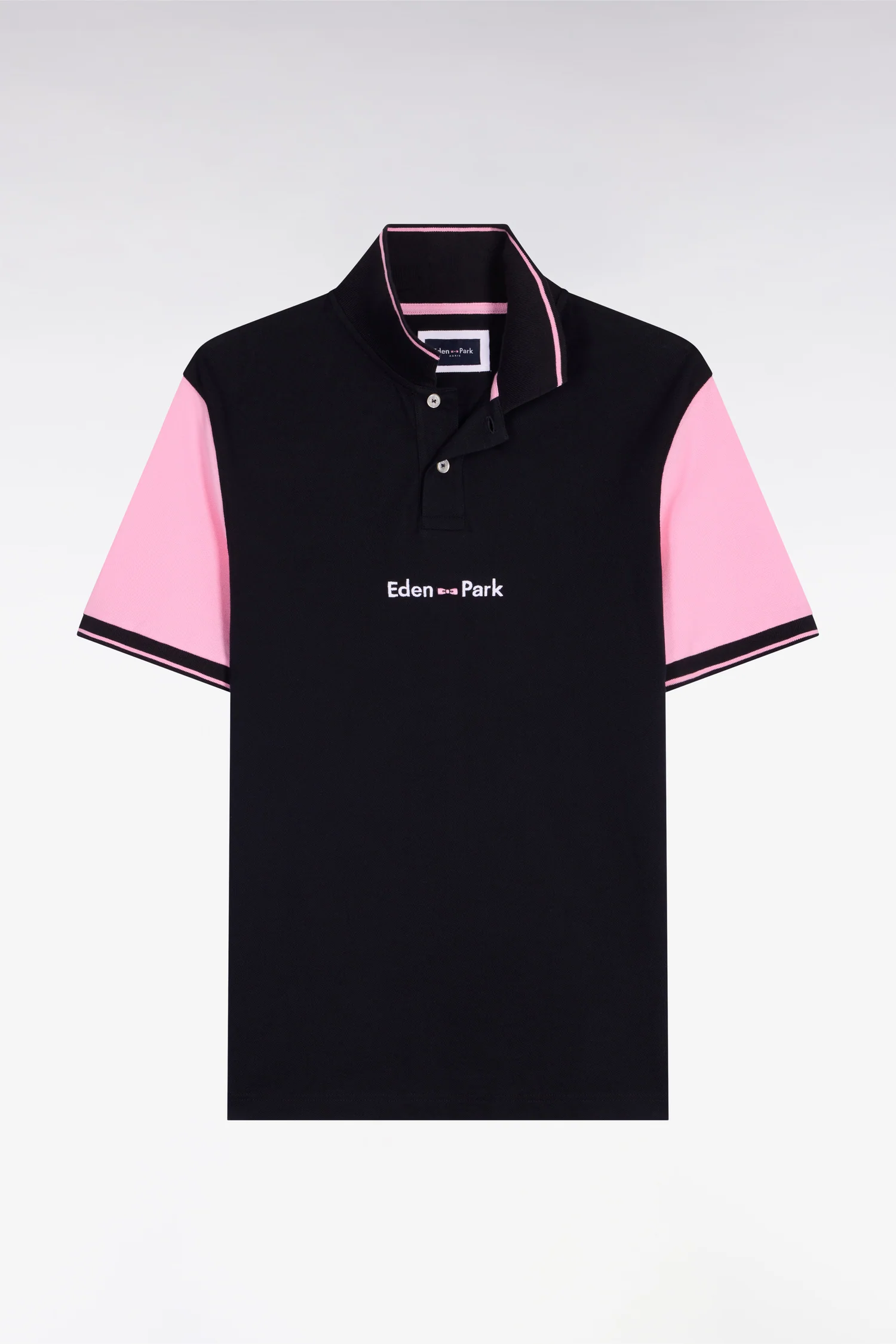 Polo à manches courtes en coton marine broderie Eden Park coupe regular - Image 2