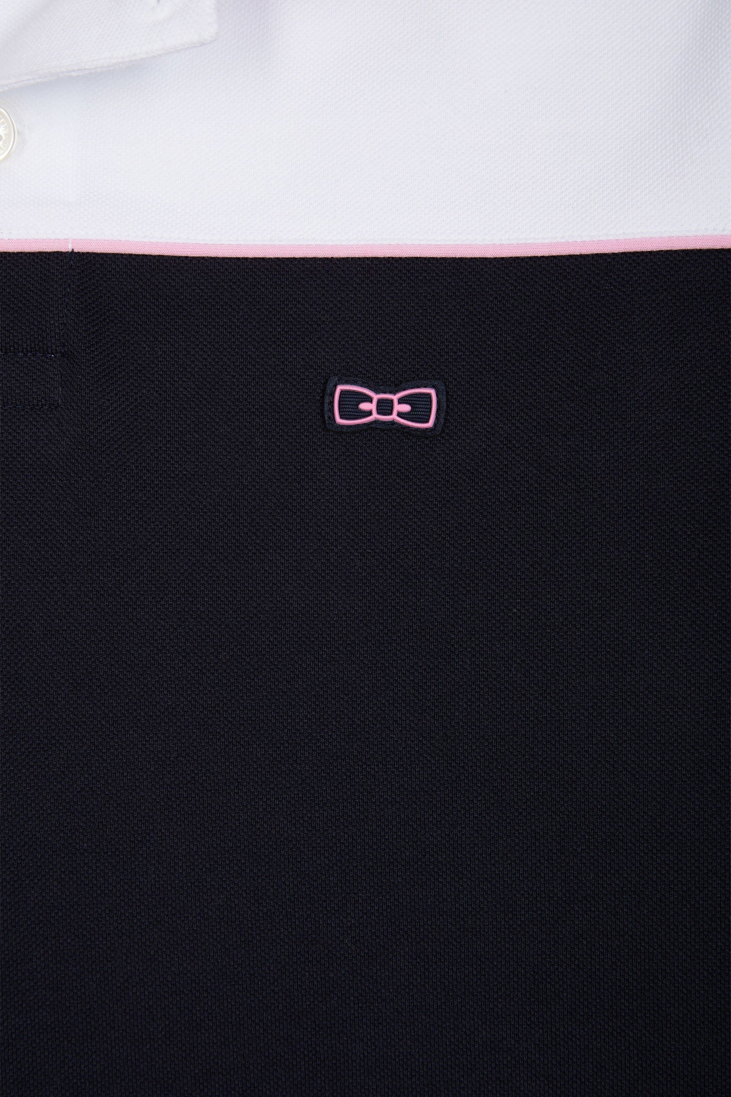 Polo à manches courtes en coton marine colorblock coupe droite - Image 6