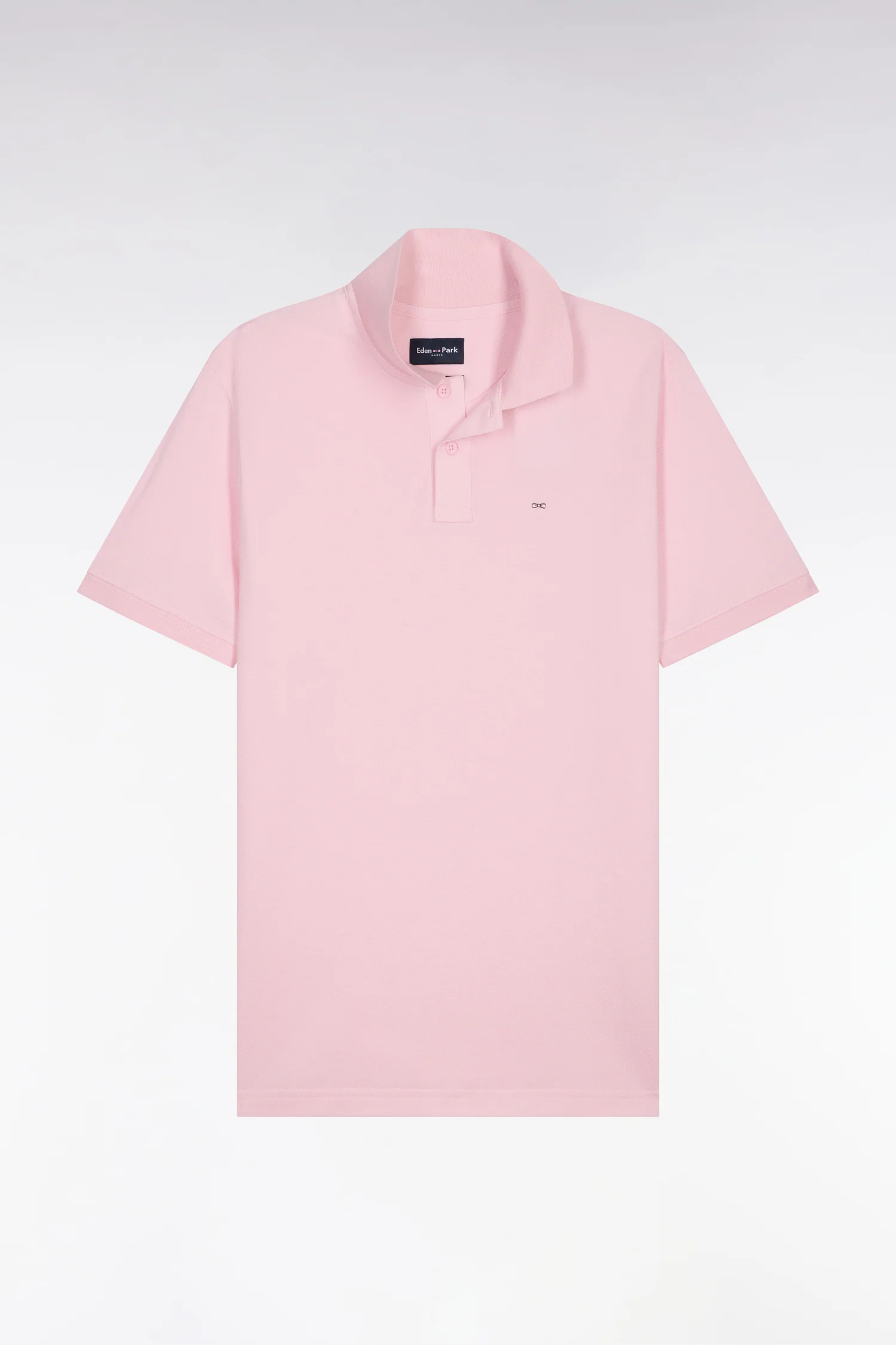 Polo à manches courtes en coton rose clair coupe regular - Image 2
