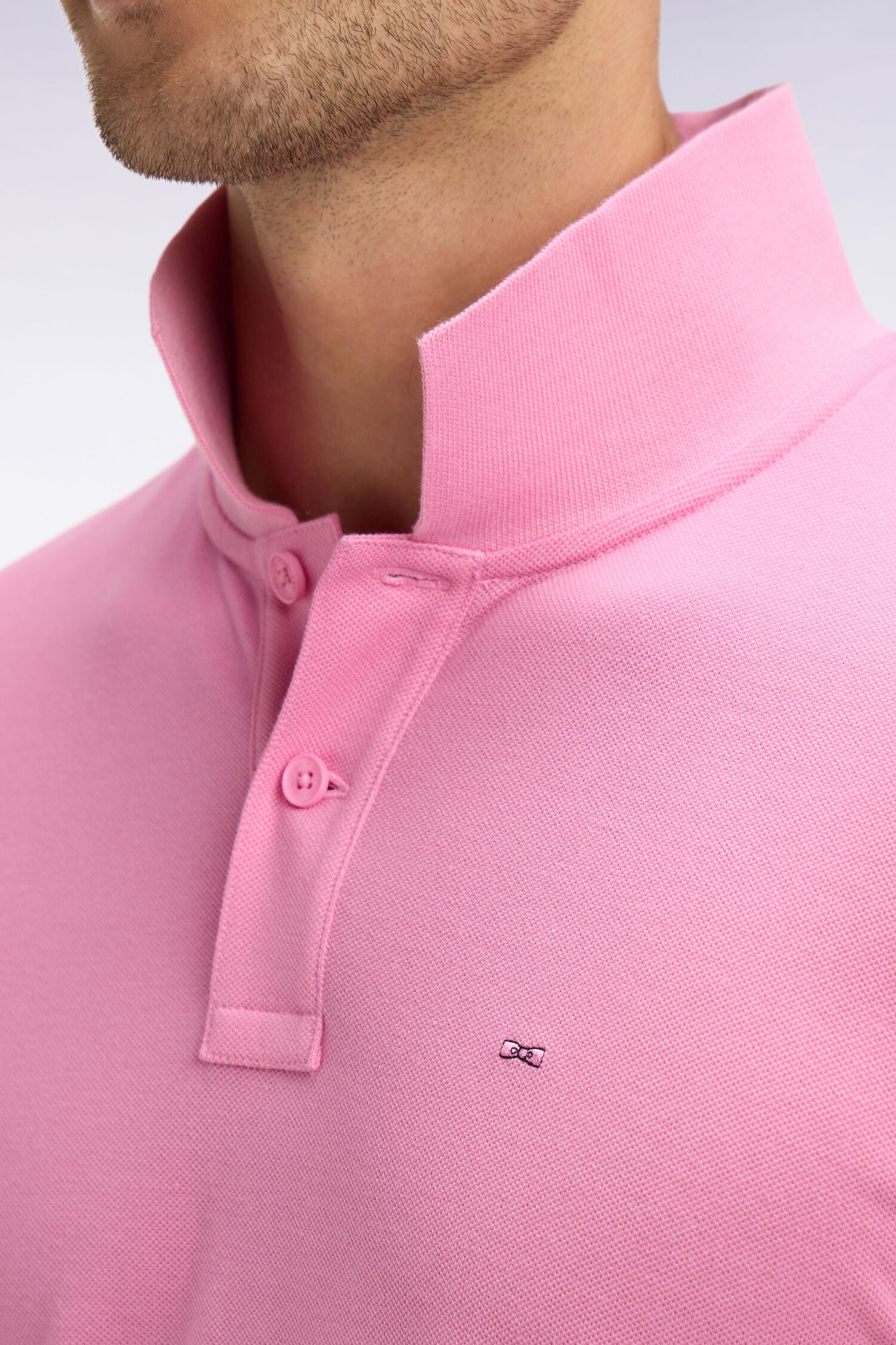 Polo Ă manches courtes en coton rose coupe regular - Image 4