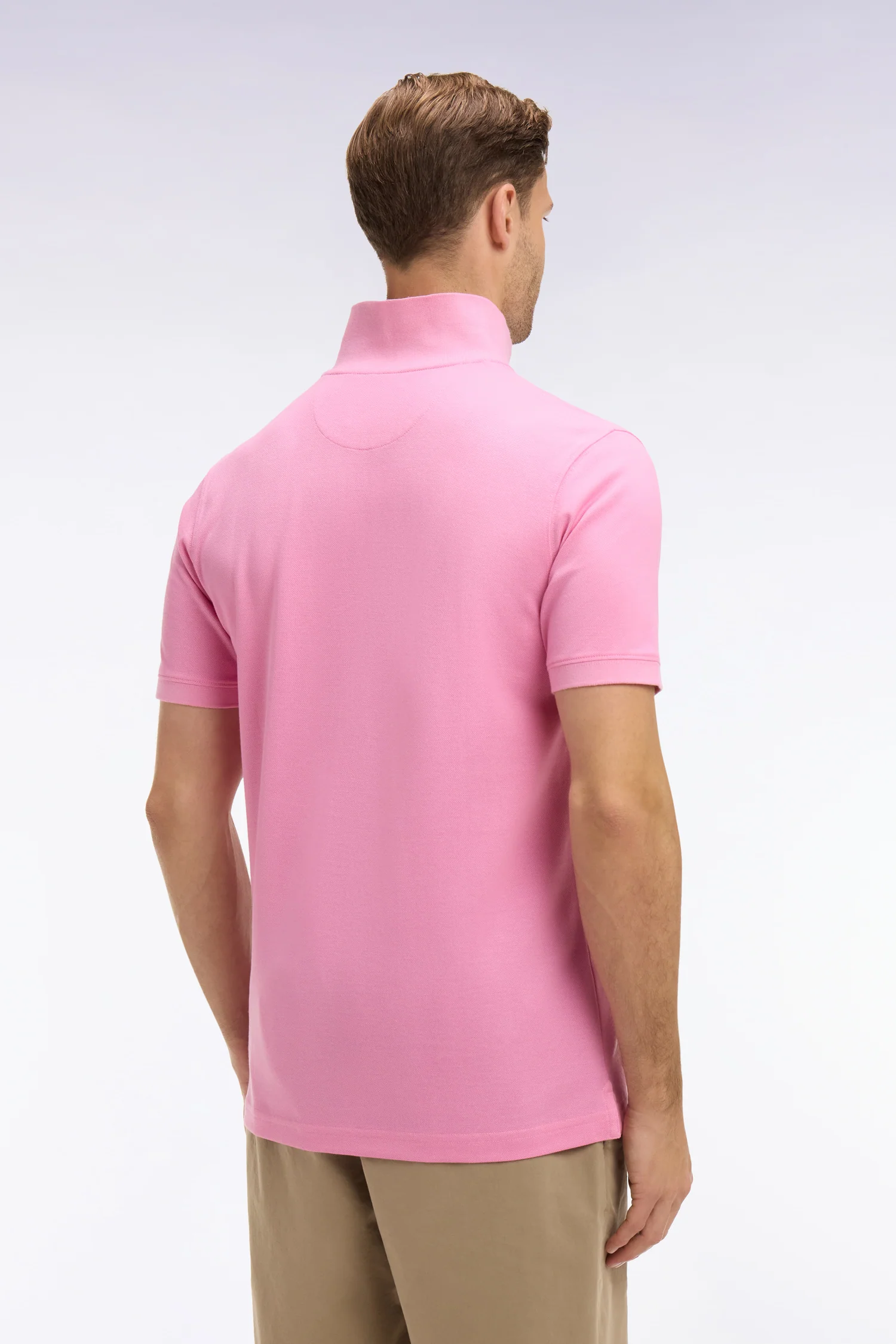 Polo Ă manches courtes en coton rose coupe regular - Image 5