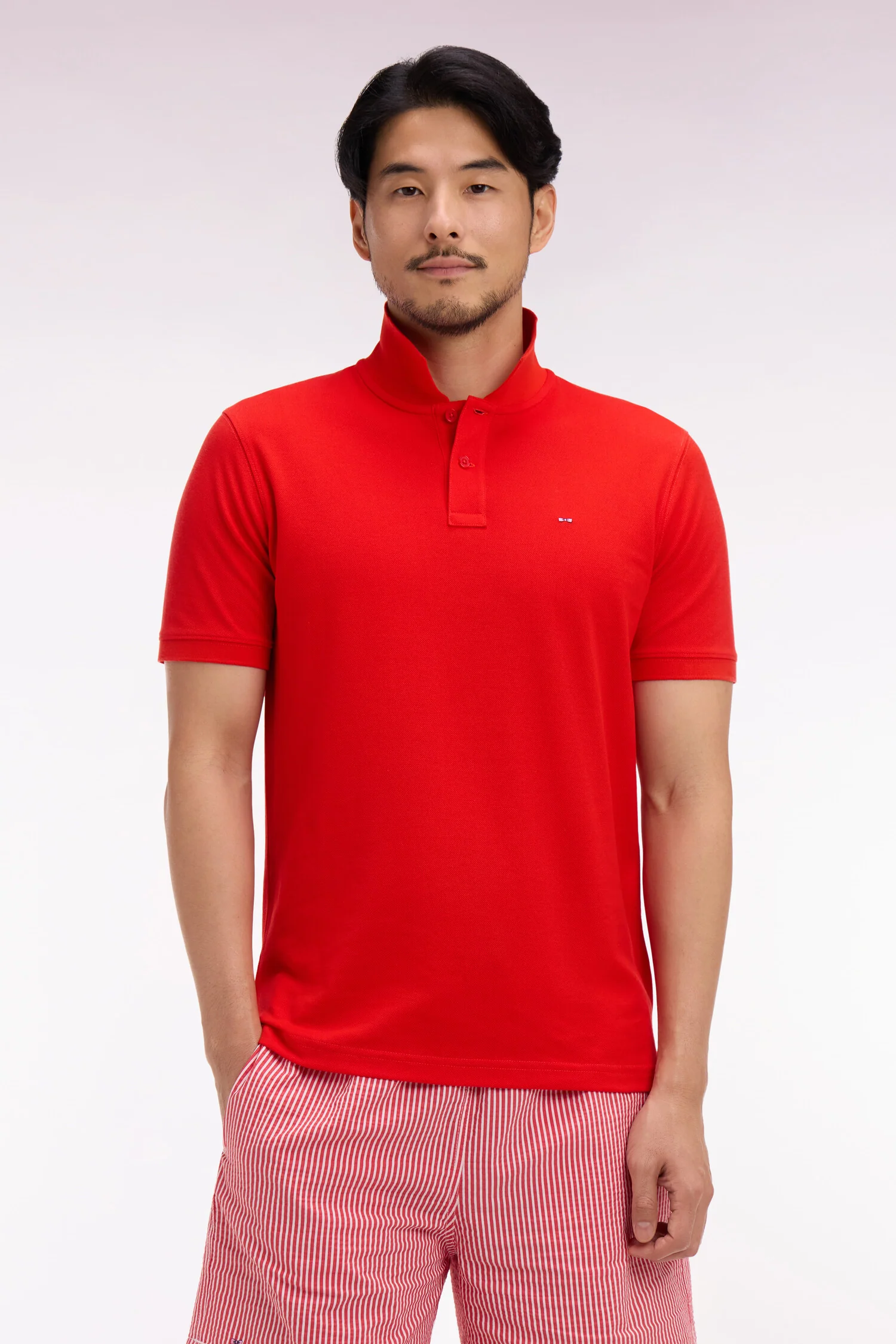 Polo Ă manches courtes en coton rouge coupe regular - Image 3