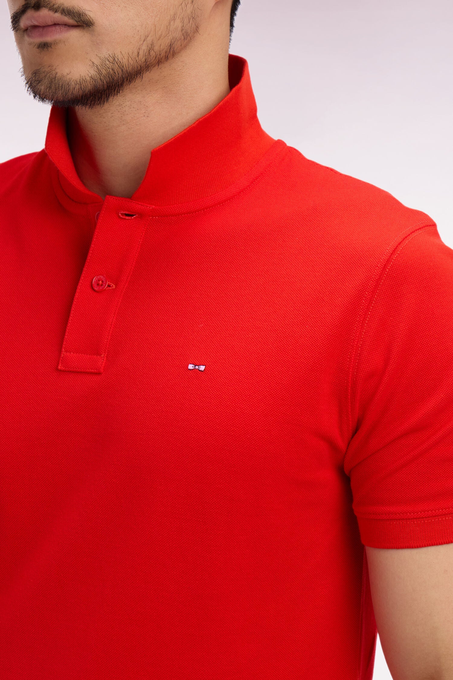 Polo Ă manches courtes en coton rouge coupe regular - Image 4