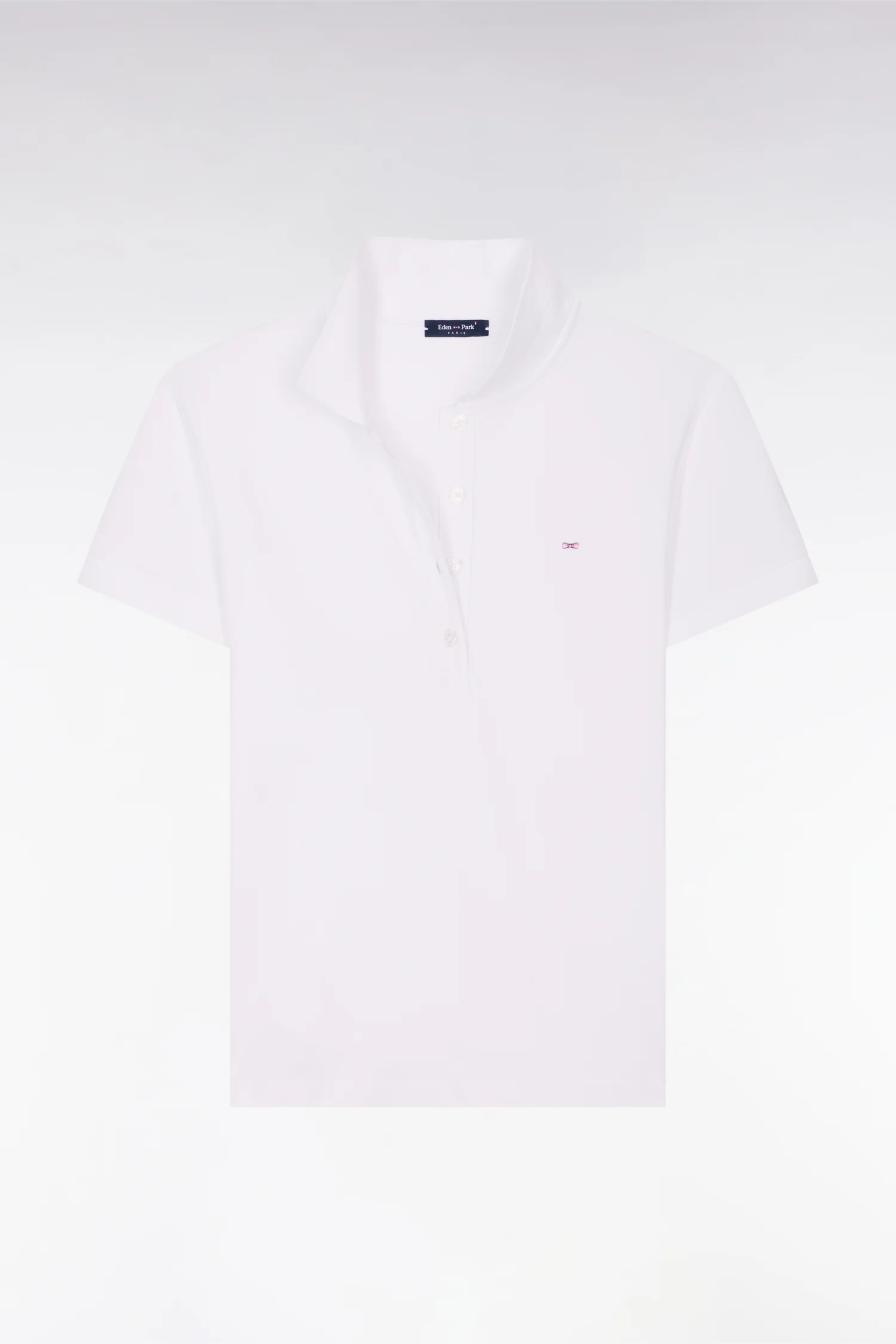 Polo à manches courtes en coton stretch blanc - Image 2