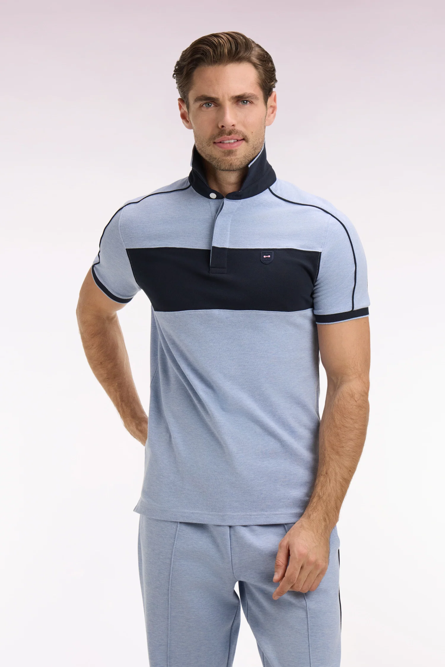 Polo Ă manches courtes en coton stretch ciel coupe slim - Image 3