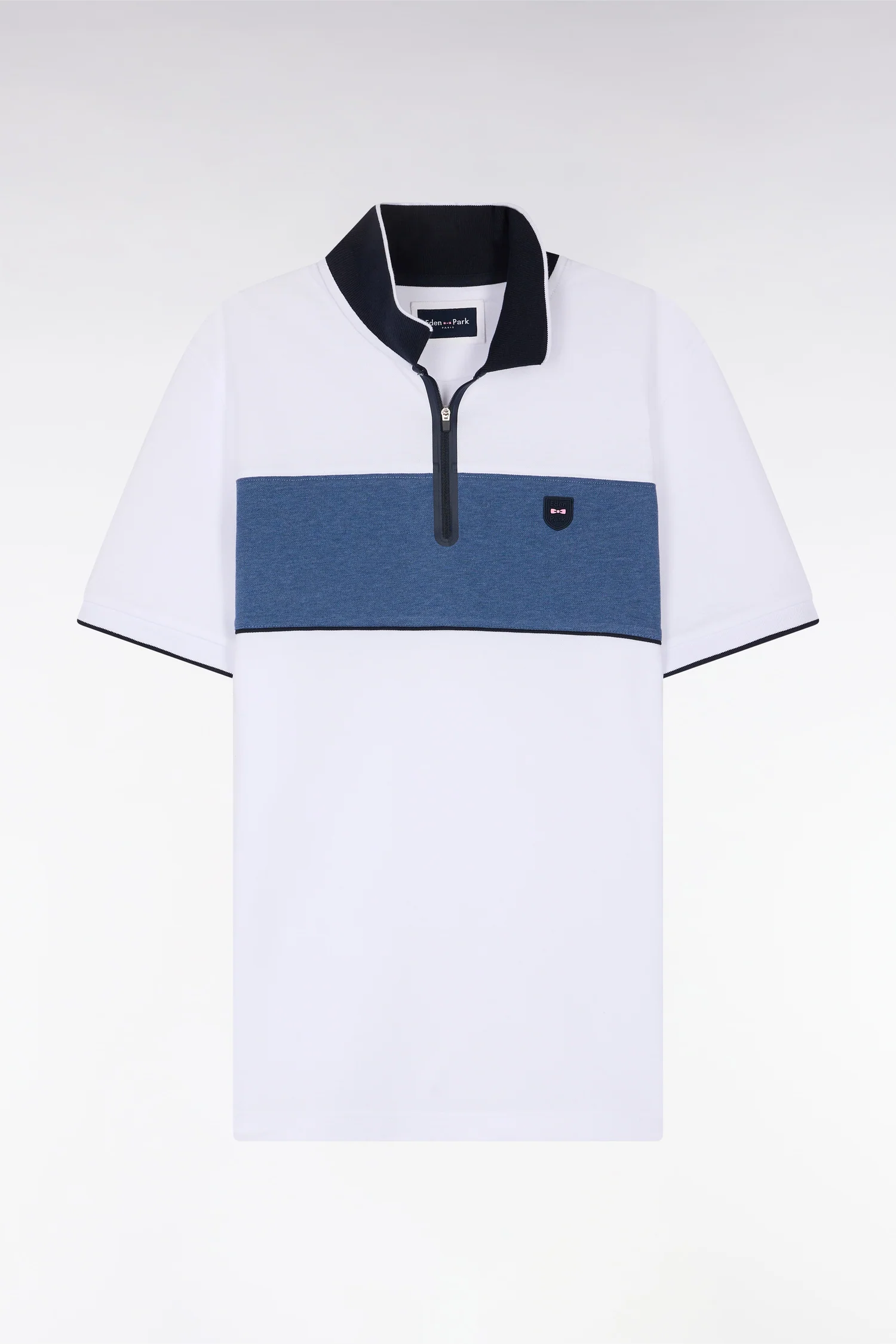 Polo à manches courtes en coton stretch gris coupe ajustée - Image 2