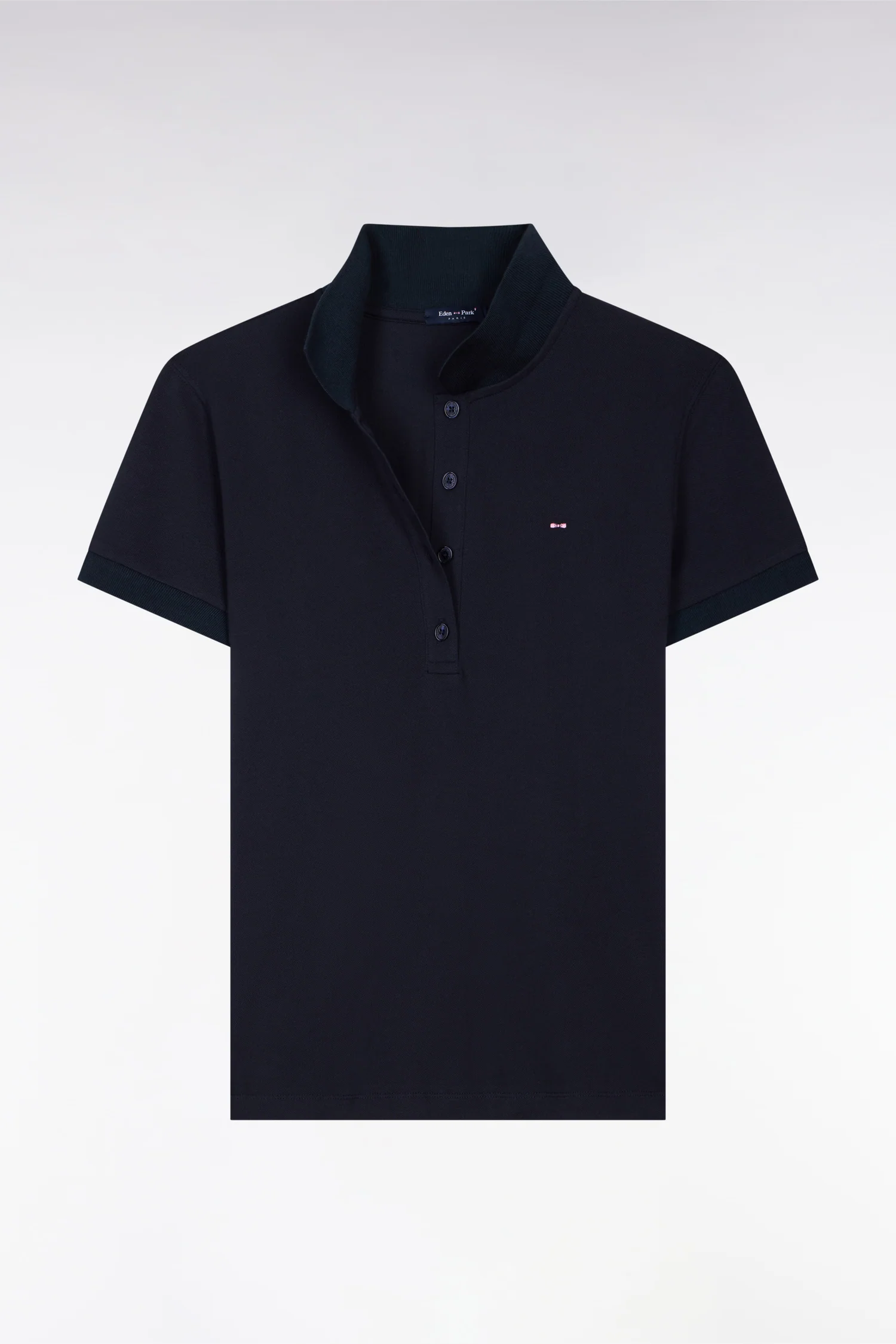 Polo à manches courtes en coton stretch marine - Image 2