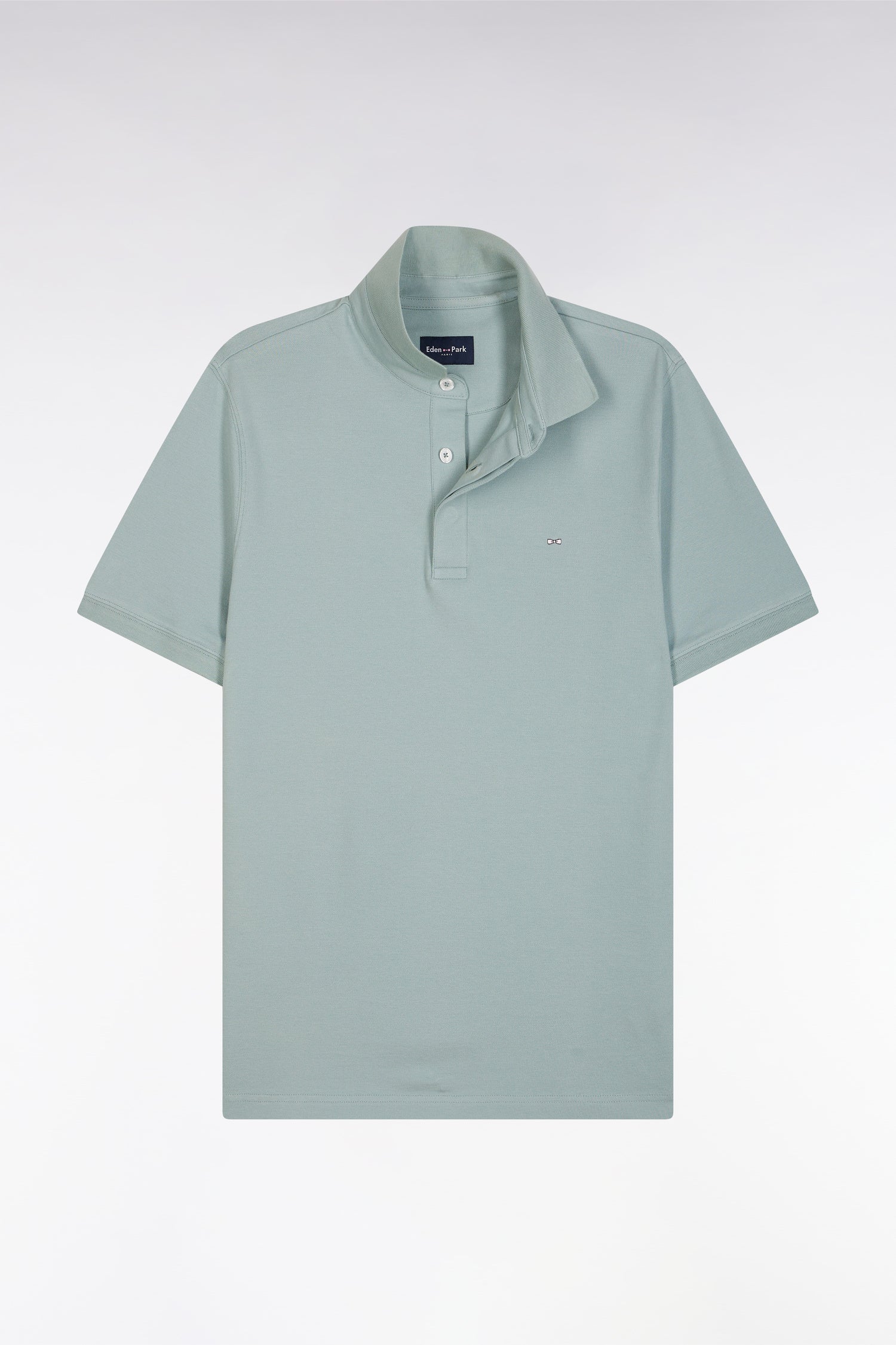 Polo à manches courtes en coton stretch gris moyen coupe ajustée - Image 2