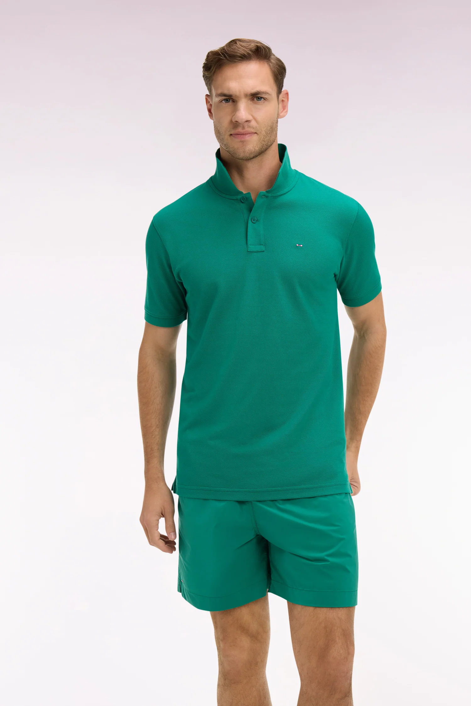 Polo à manches courtes en coton vert foncé coupe regular - Image 3