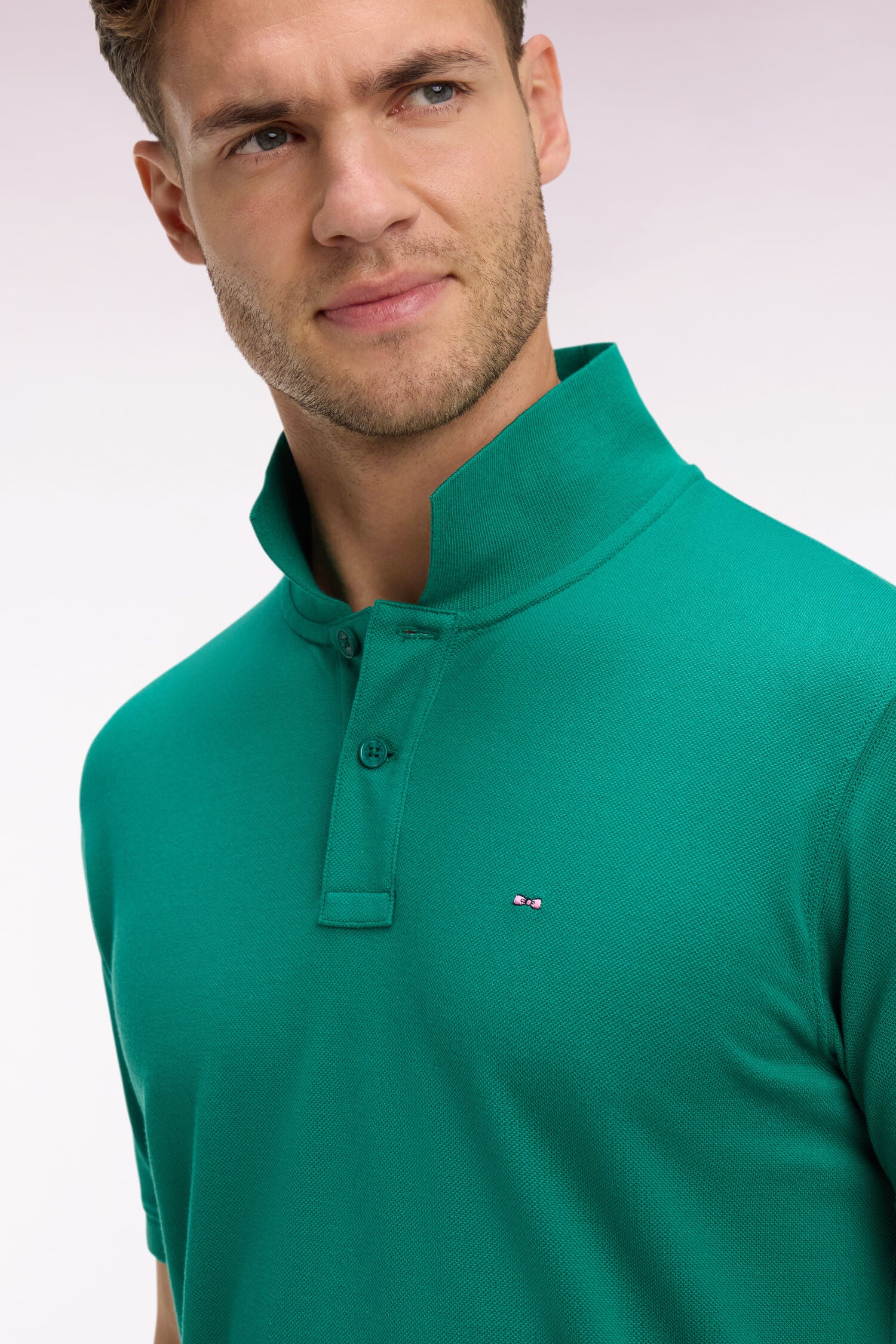 Polo à manches courtes en coton vert foncé coupe regular - Image 4