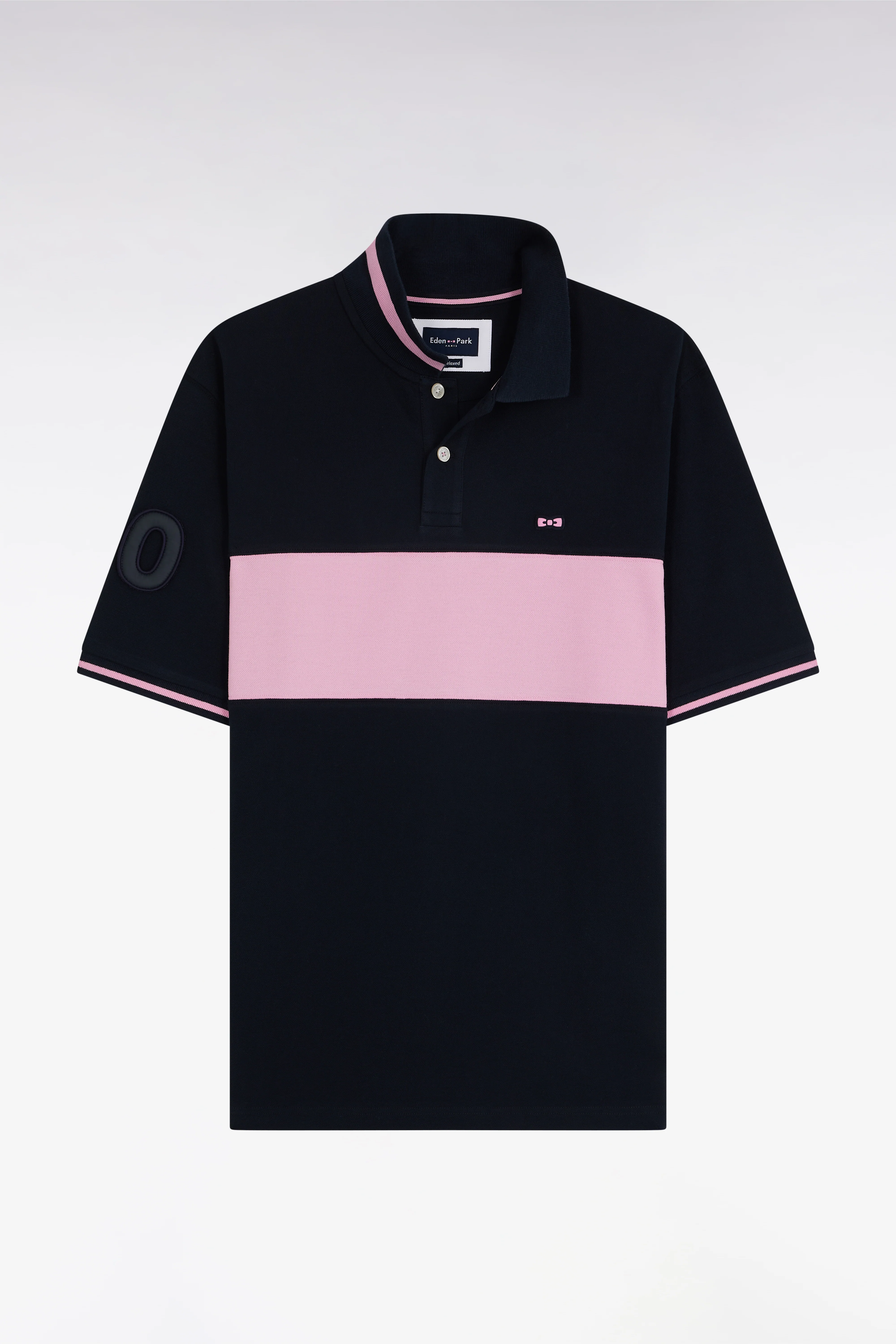 Polo à manches courtes en piqué coton rose bande contrastée coupe décontractée