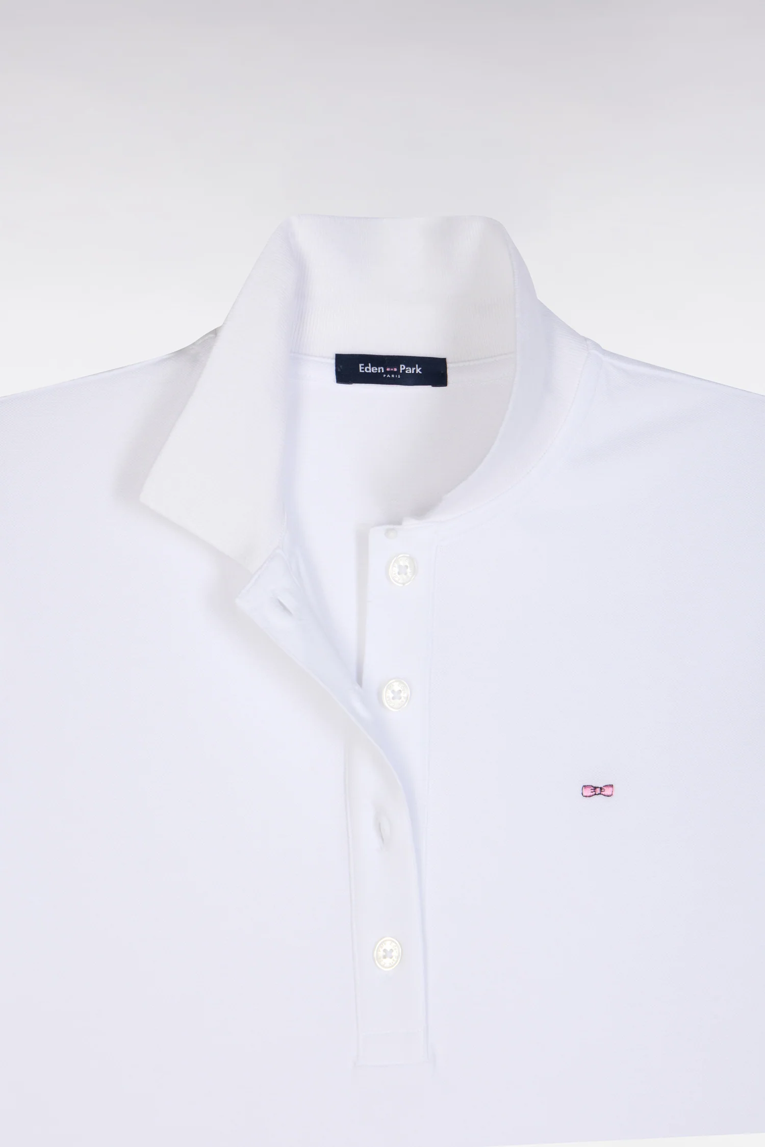 Polo à manches courtes en piqué de coton stretch blanc coupe ajustée - Image 6