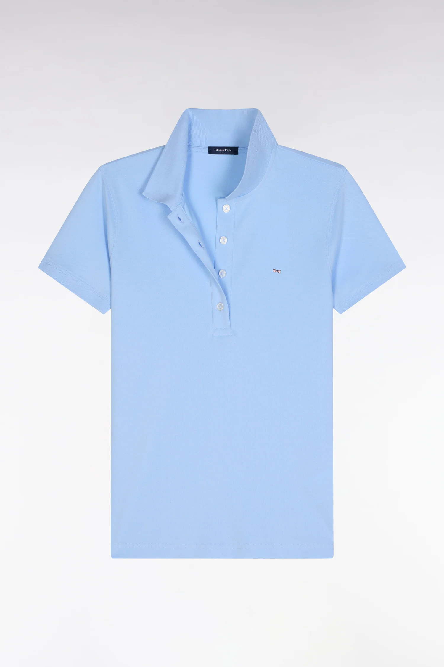 Polo à manches courtes en piqué de coton stretch ciel coupe ajustée - Image 2