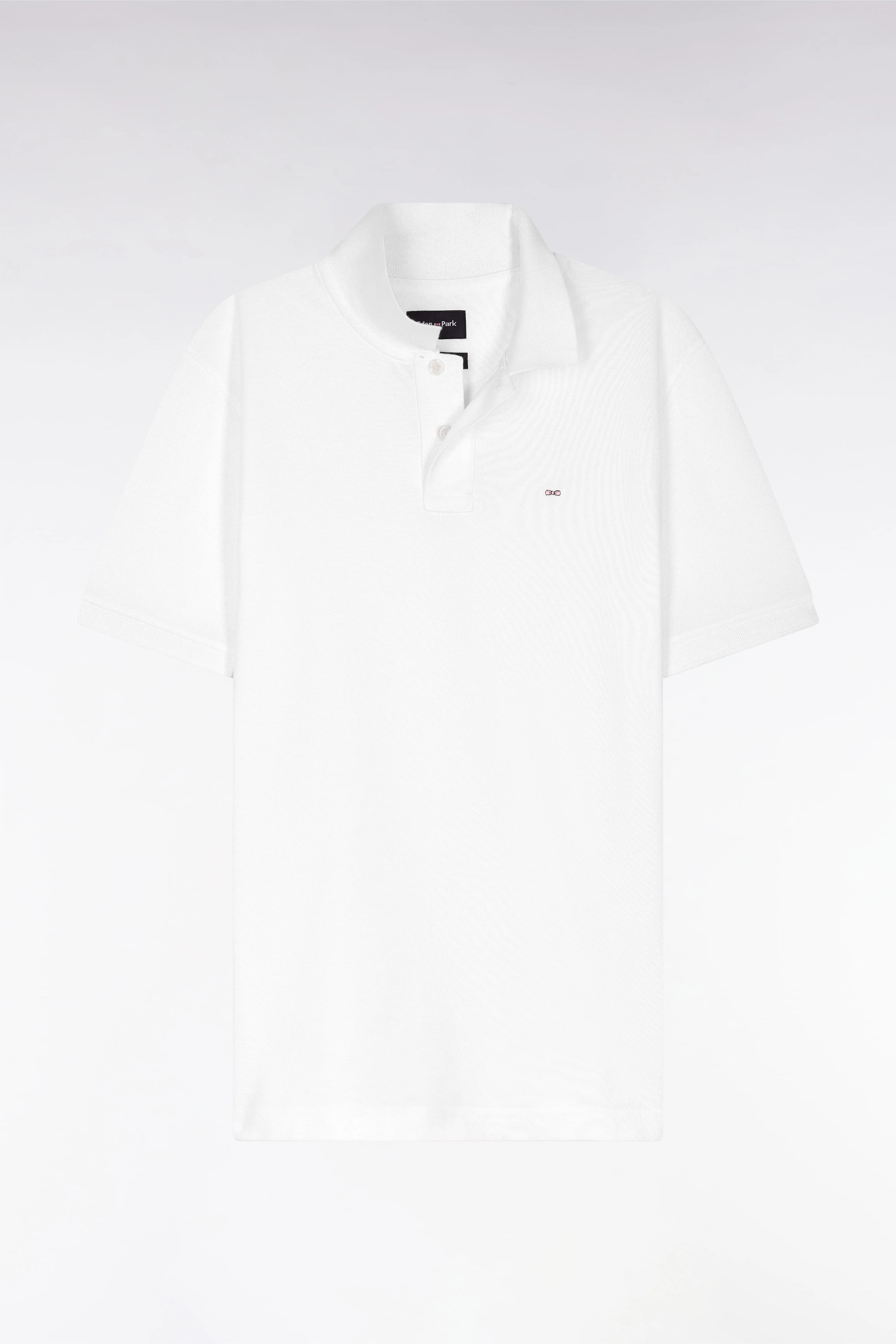 Polo à manches courtes uni en coton Pima blanc coupe droite