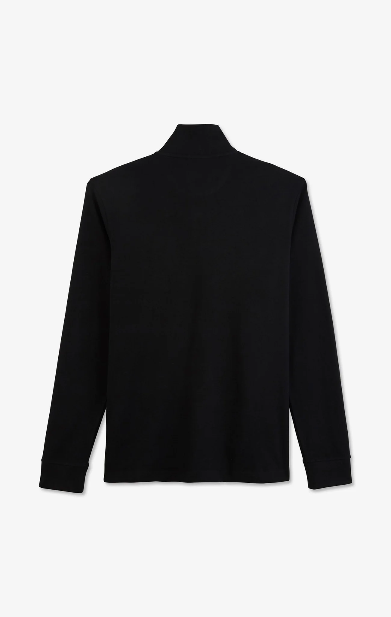 Polo manches longues noir uni en piqué de coton stretch - Image 4