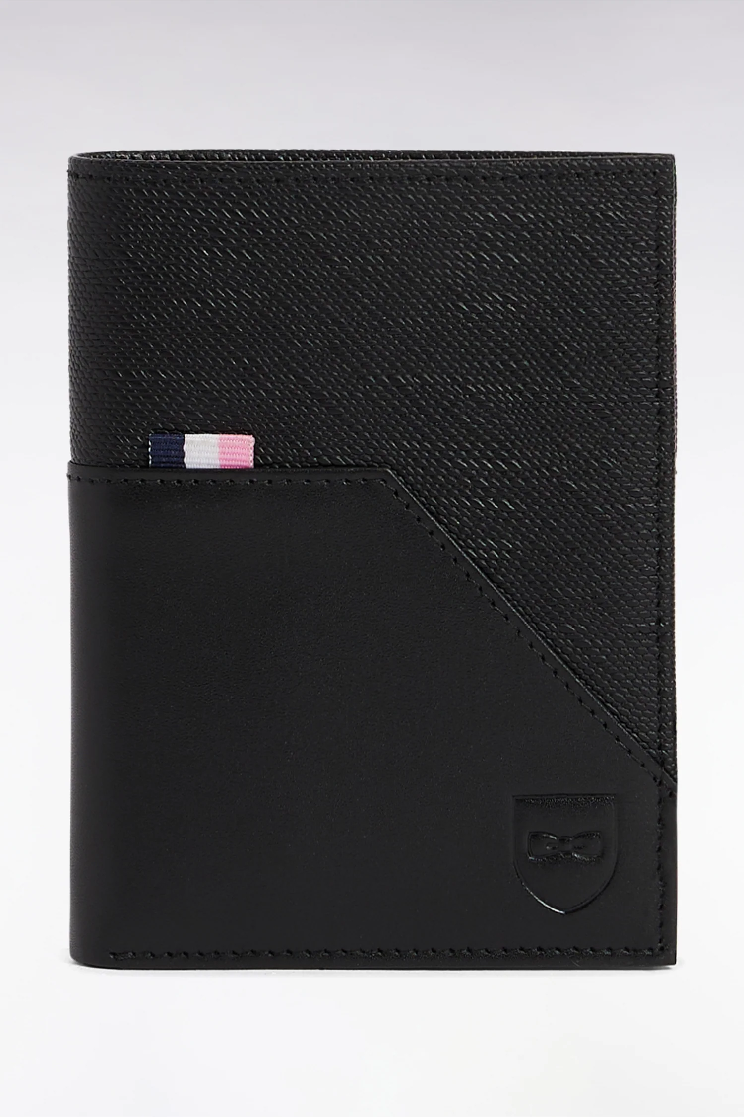 Portefeuille format français bimatière en cuir noir - Image 3