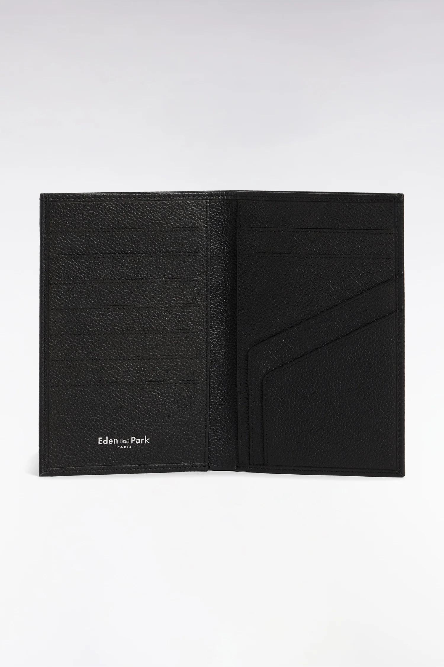 Portefeuille format français en cuir grainé noir